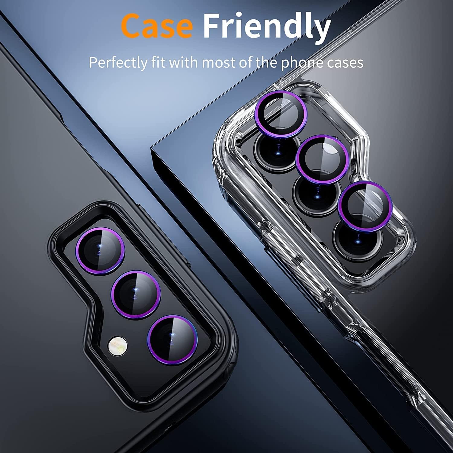 Zeking [2 Pack] for Samsung Galaxy A54 Camera Lens Protector, 9H Tempered Glass Camera Cover Protector Metal Individual Ring for Galaxy A54 5G [Installation Tray Alignment Kit](Colorful)