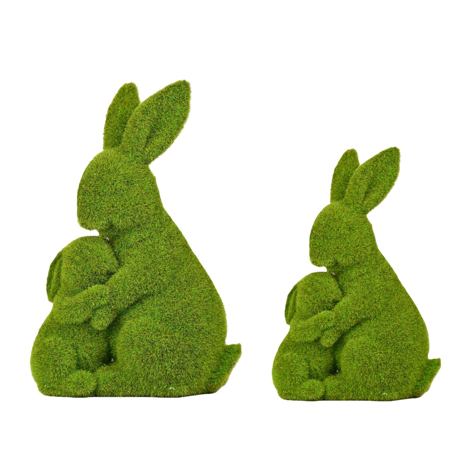 Coniglietti ornamentali in resina floccata, statuette verdi per feste di Pasqua, regalo di inaugurazione della casa, decorazioni per coni pasquali