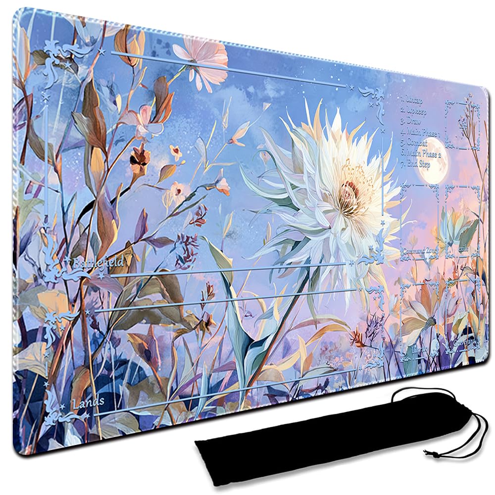 MTG Playmat,With Waterproof Storage black Bag Szie 60 x 35CM , With Zone MTG playmat Stitched Edges Game Play Mat Trading Card Game Playmats TCG Game Mat (With Zone,15)