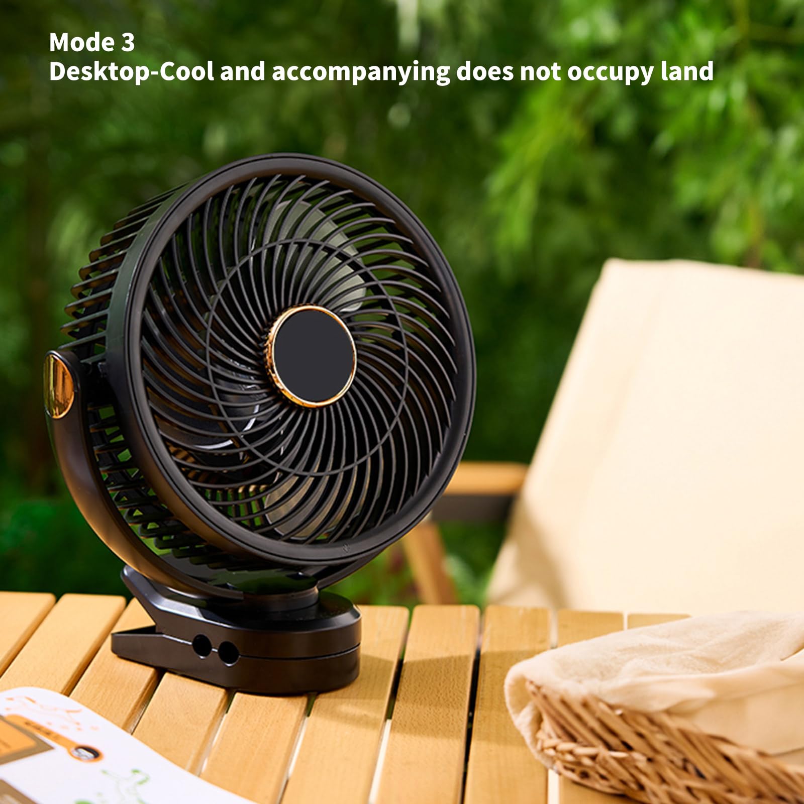 8000mah Ventilatore da tavolo Ricaricabile Portatile 5 Velocità Silenzioso Ventola di Raffreddamento con Luce Notturna LED per Forniture da Campeggio Outdoor