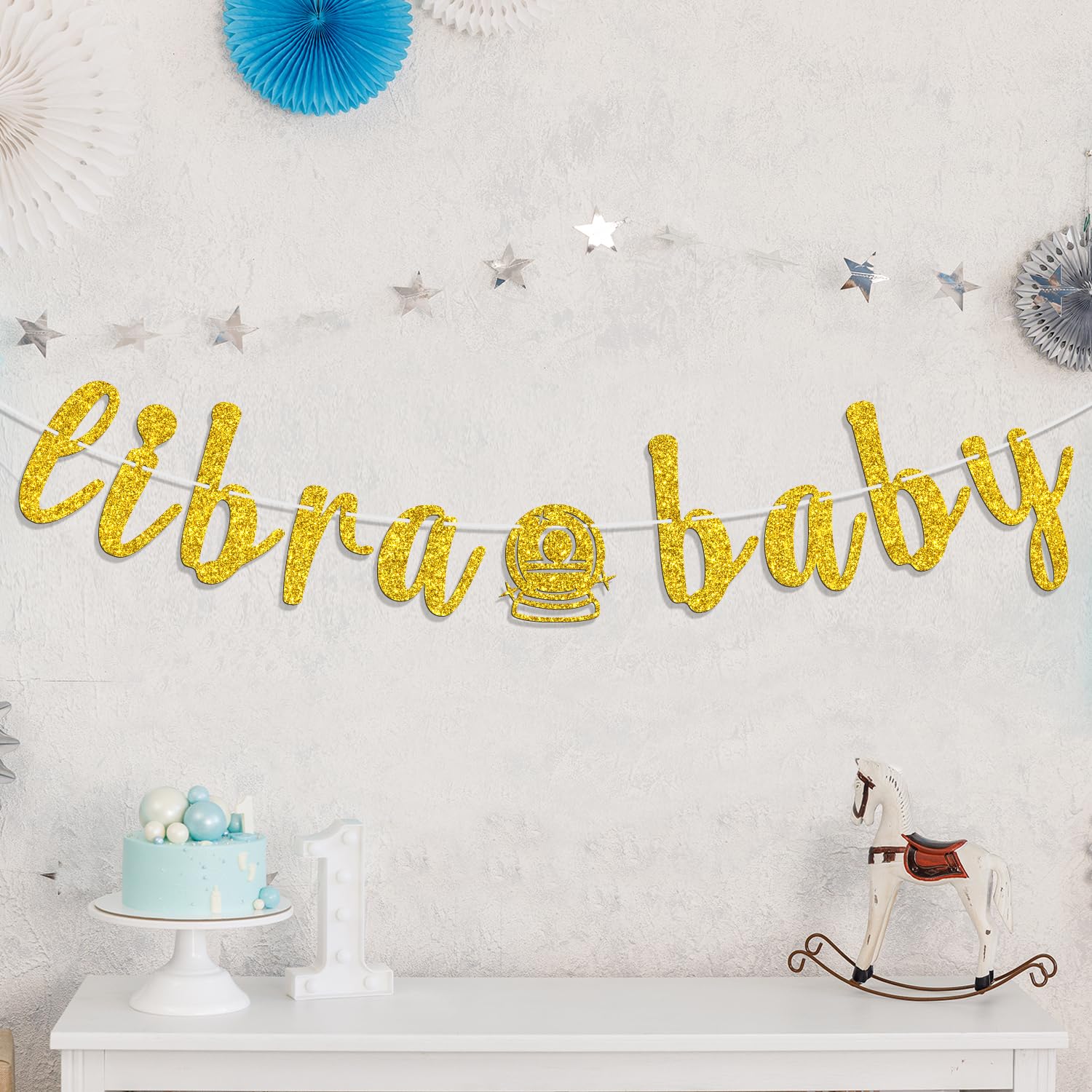 'Big Libra Energy' Geburtstags-Banner - Glitzer-Buchstaben Für Waage-Party-Dekoration