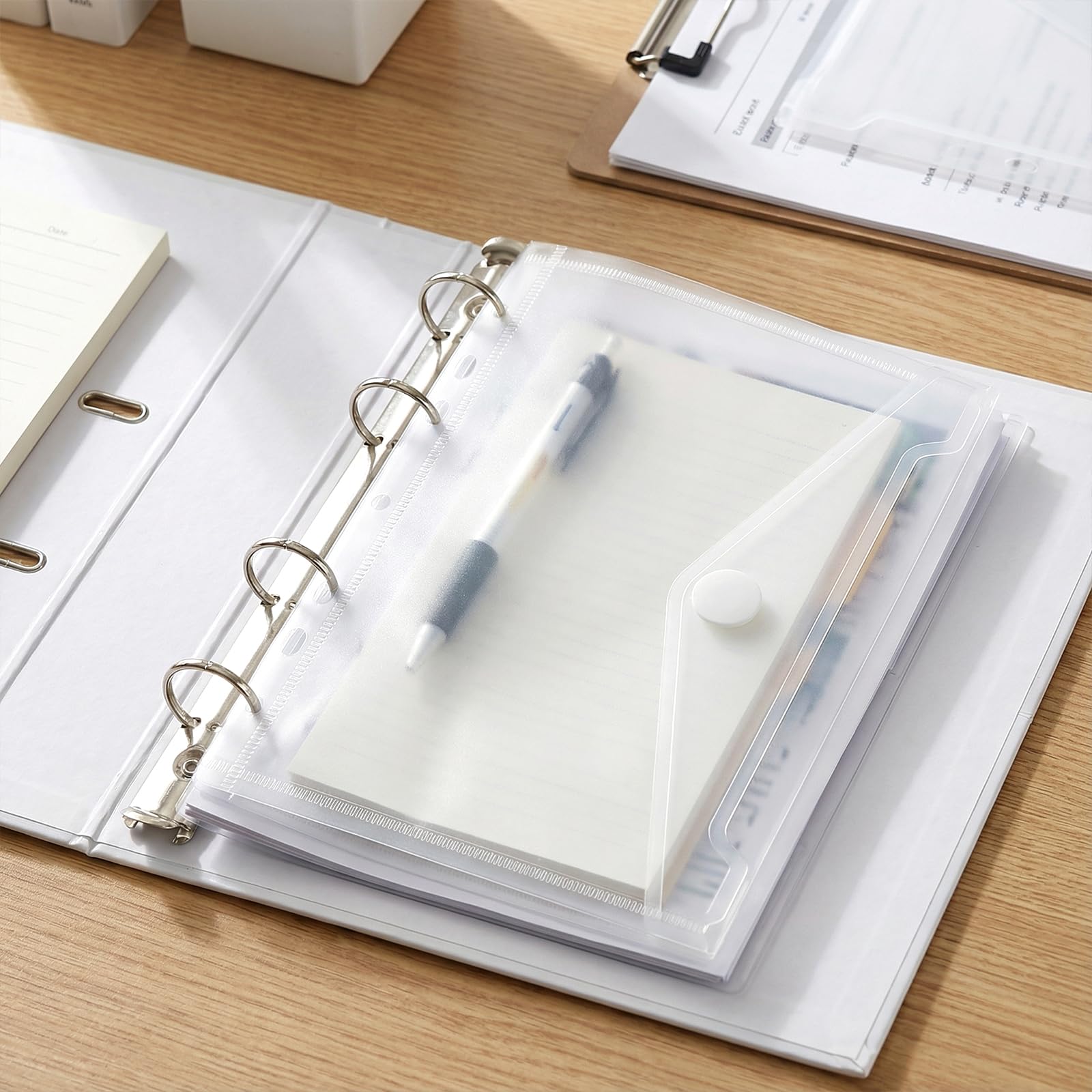 Torby na dokumenty A5, 10 sztuk, 23 x 18 cm, format A5, zszywane, 7 otworów, przezroczyste koszulki z przegródkami, do organizacji dokumentów w domu i biurze