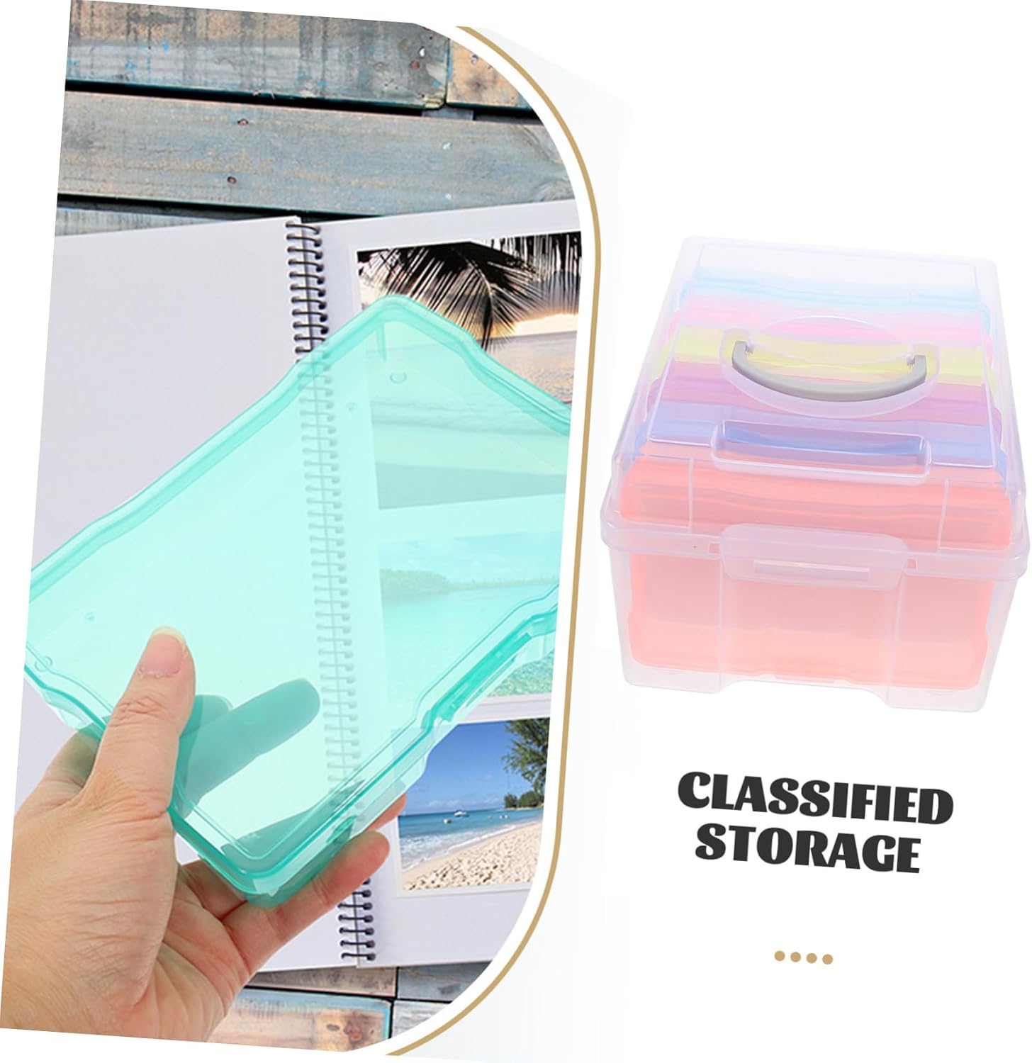 Kaboodle Organizer Storage Box for Photos Postcards Cards Coins Jewelry Photo Boxes Storage Lid