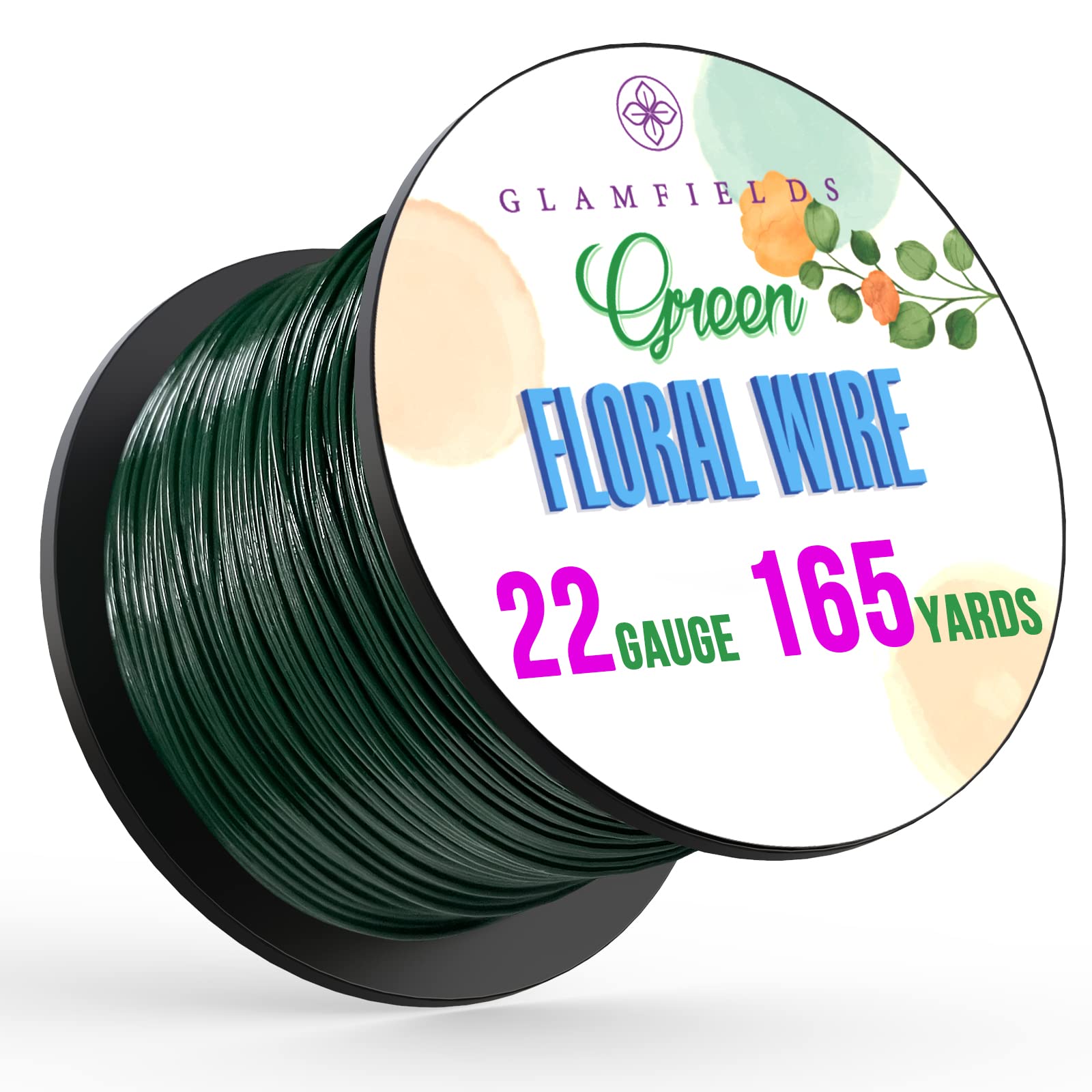 GLAMFIELDSFloral Wire, 135 Yards 22 Gauge Green Flexible Paddle Florist Wire for Flower, Crafts, Christmas Wreaths Tree, Wreath Frame, Garland, and Floral Arrangements, 1 Pack