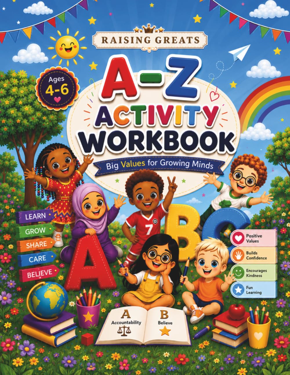 ABC Activity Workbook for Kids Ages 4-6: Alphabet A-Z Tracing, Handwriting, Phonics, Coloring, Counting and Early Reading Practice for Preschool & Kindergarten