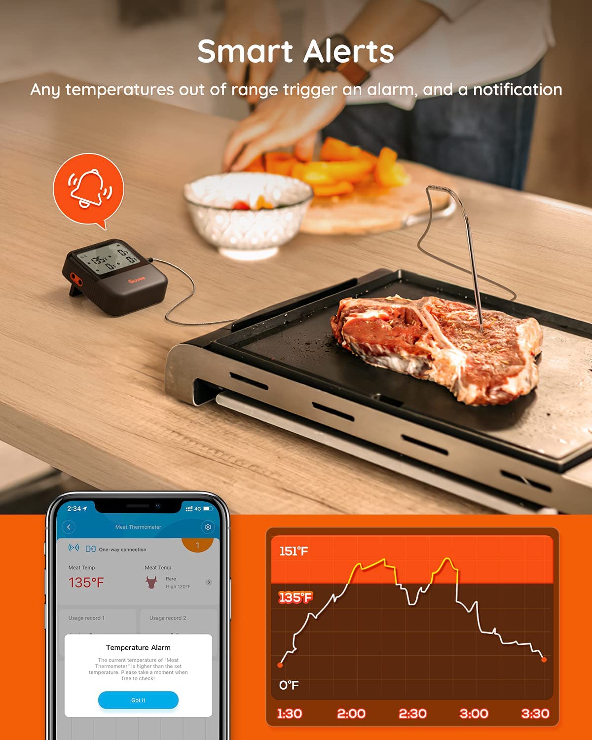review Govee Wireless Meat Thermometer, Bluetooth Meat Thermometer for Smoker Oven, Digital Grill Thermometer with 4 Probes, Remote App Timer Mode, Smart BBQ Thermometer for Cooking Turkey Fish Beef