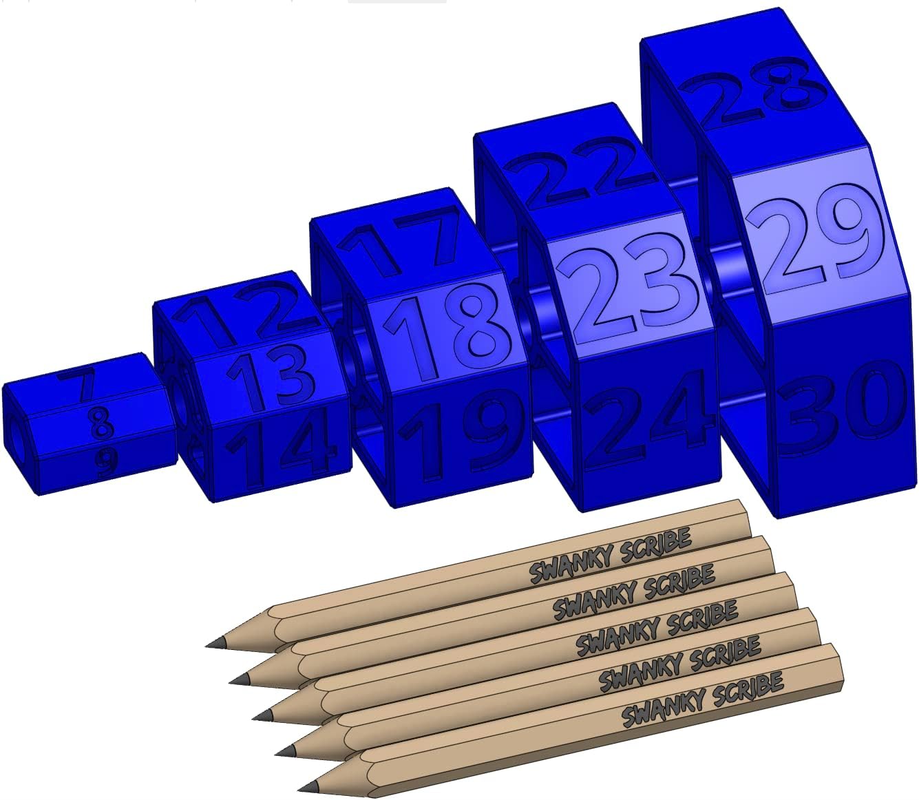 Swanky Scribe Ultimate Set - 5X Offset Scribe Tools (5-30mm in 1mm Increments) + 5X Perfect Fit Pencils. Scribe Tools for Carpenters, Joiners, Kitchen Fitters, Builders & DIY. (Blue)