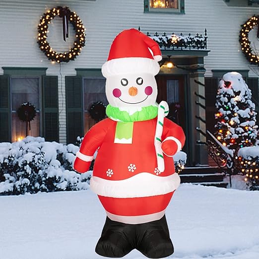 7Ft Christmas Inflatable Snowman Xmas Snowman Blow Up Yard Decor Christmas Outdoor Decorations, Built-in LED Lights, Stakes for The Yard, Lawn, Garden