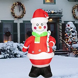 7Ft Christmas Inflatable Snowman Xmas Snowman Blow Up Yard Decor Christmas Outdoor Decorations, Built-in LED Lights, Stakes for The Yard, Lawn, Garden