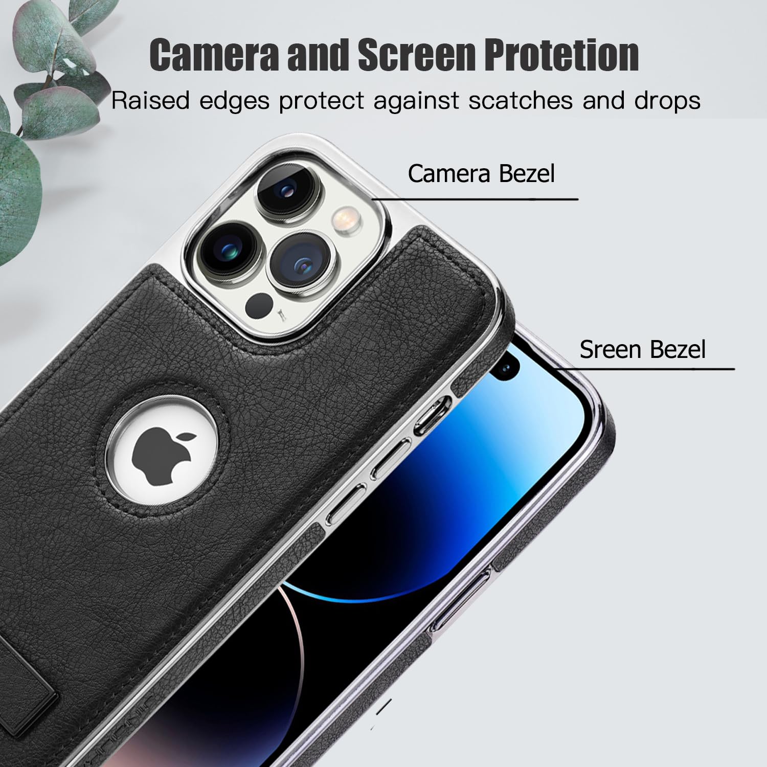 Furwabo Custodia per iPhone 15 Pro ax con Cavalletto,2 odalità di
