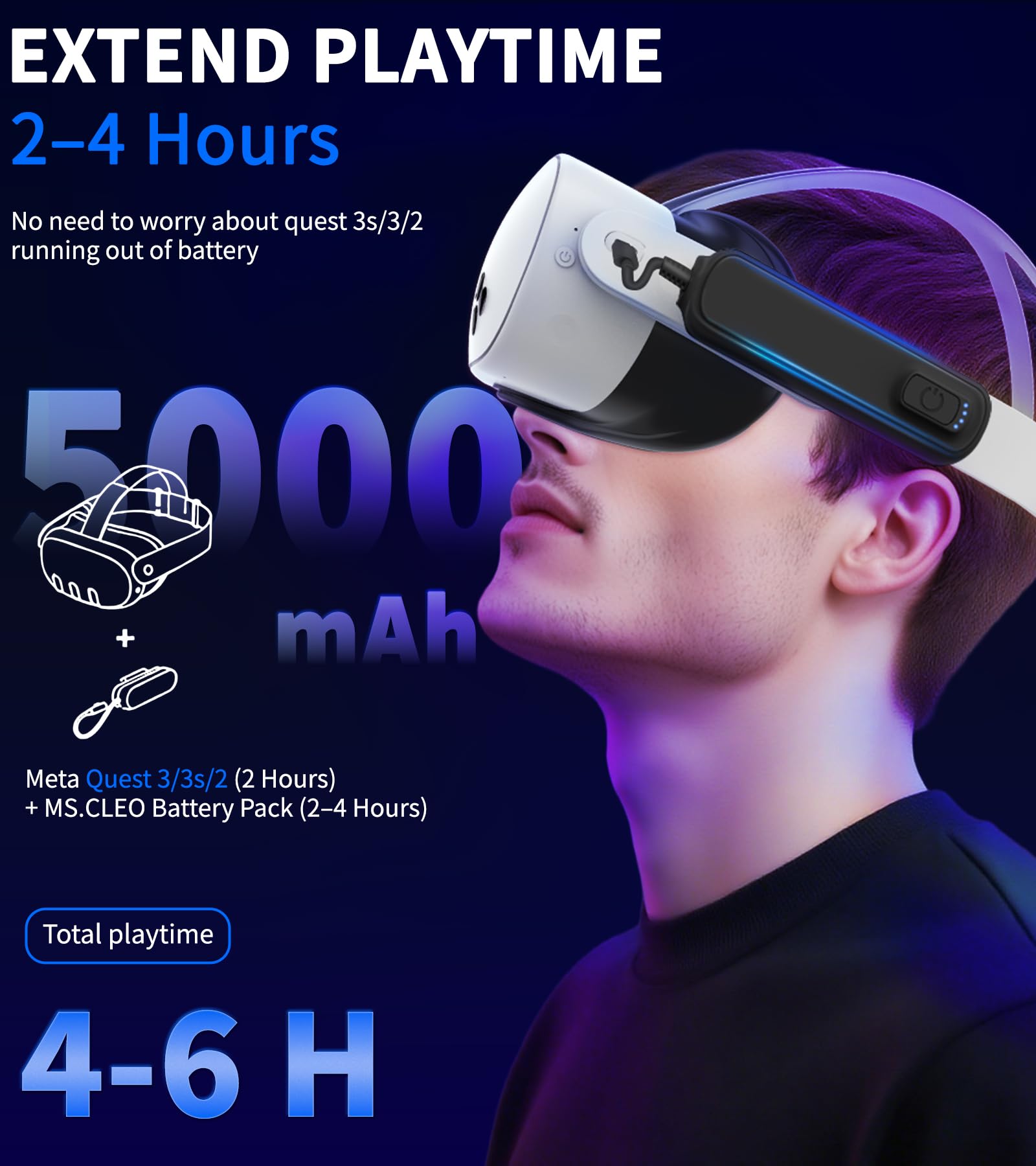 Amazon.com: MS.CLEO Battery Pack for Meta/Oculus Quest 3s/3/2