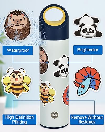 Miniatura 3 de 100 calcomanías de animales para niños, lindas calcomanías para botellas de agua, de vinilo impermeable, botella de agua, teléfono, patineta, vaso,