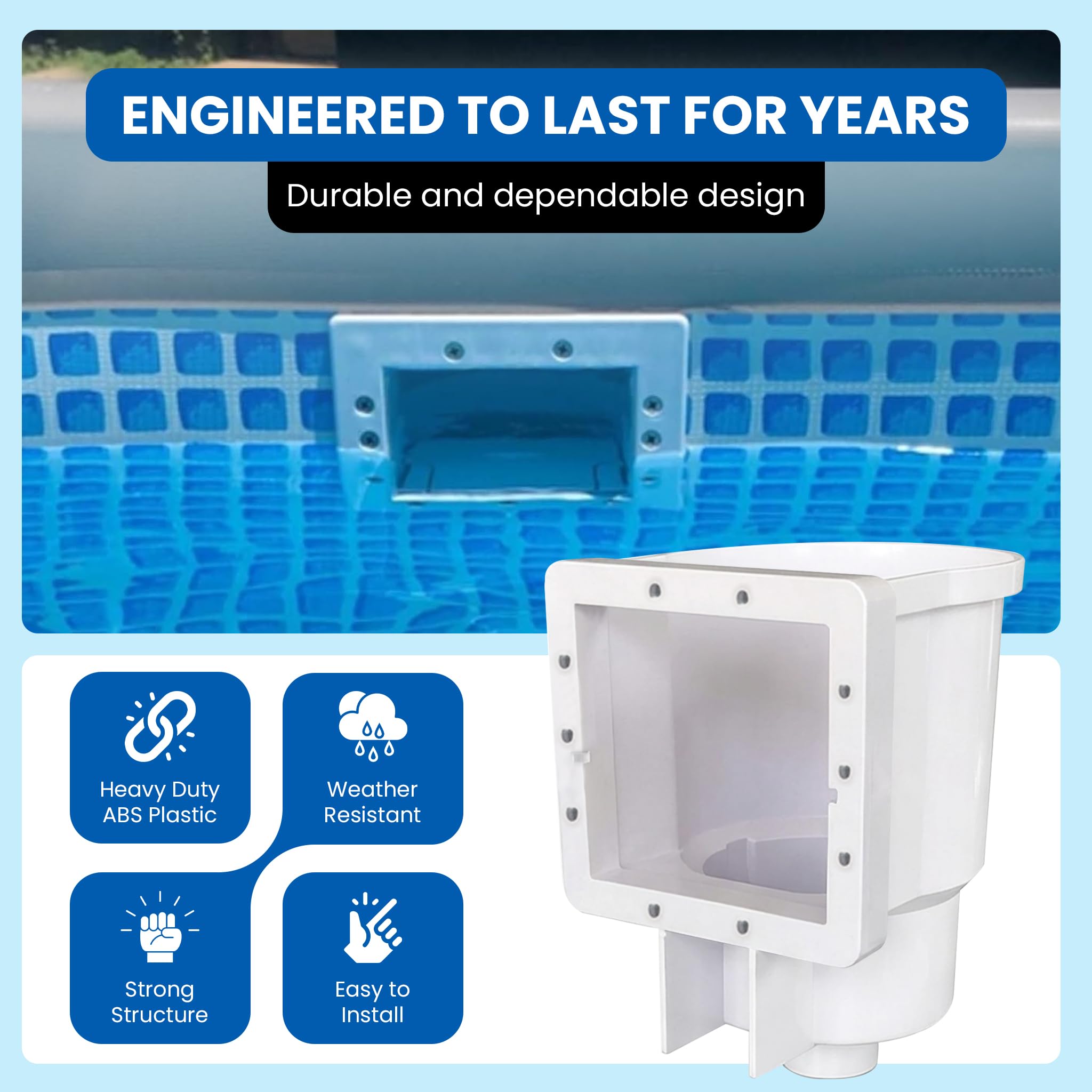 JED Pool Tools 45 – 400 Skimmer de Pared y Juego Completo de Accesorios, Color Blanco