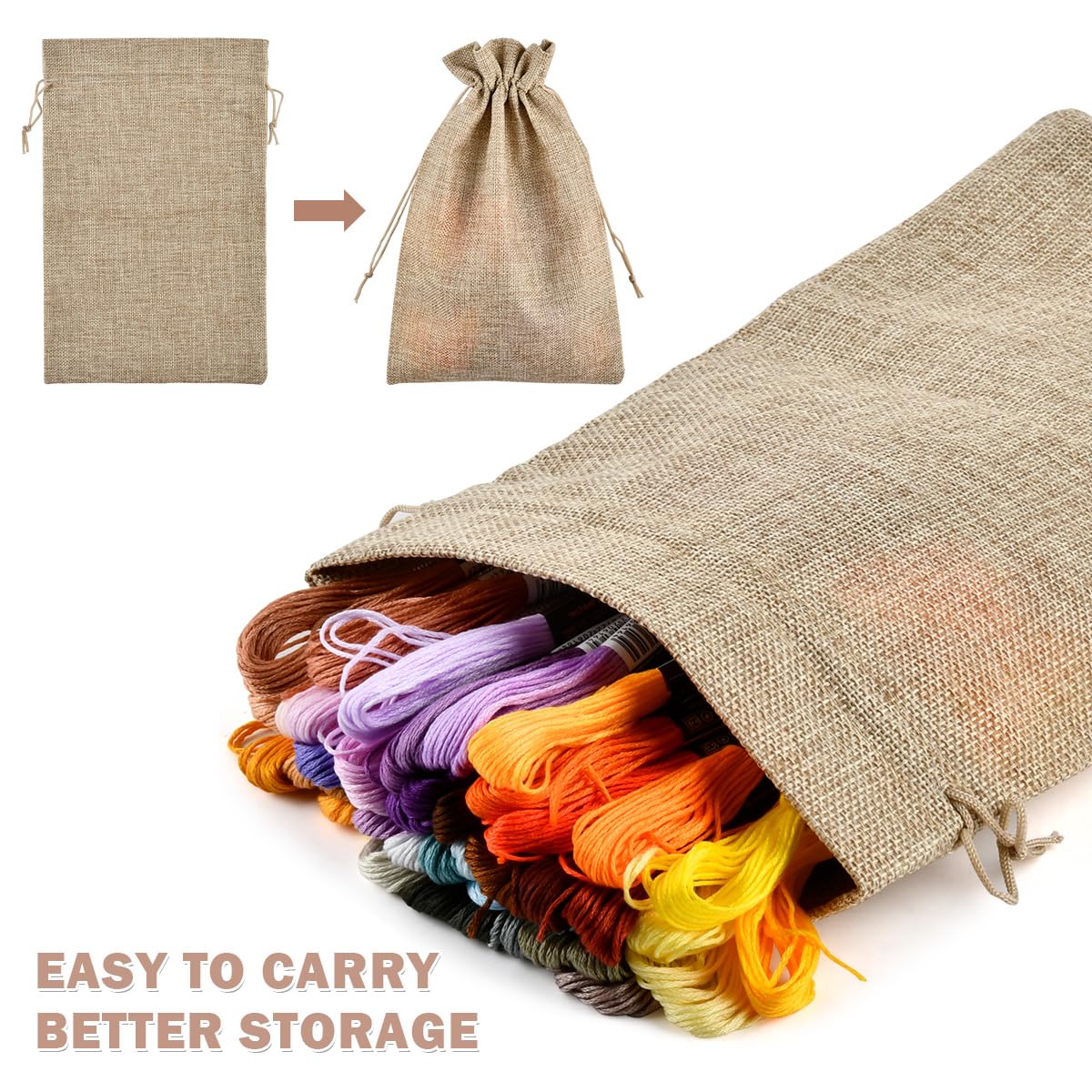 DODUOS 126 Pezzo Ricamo Starter Kit, Fili da Ricamo, Punto Croce Kit Filo Punto Croce Colorato con 100 Fili Colorati, 5 Pezzi di Cerchi di Bambù, 2 Pezzitessuto, Kit per Ricamo per Adulti