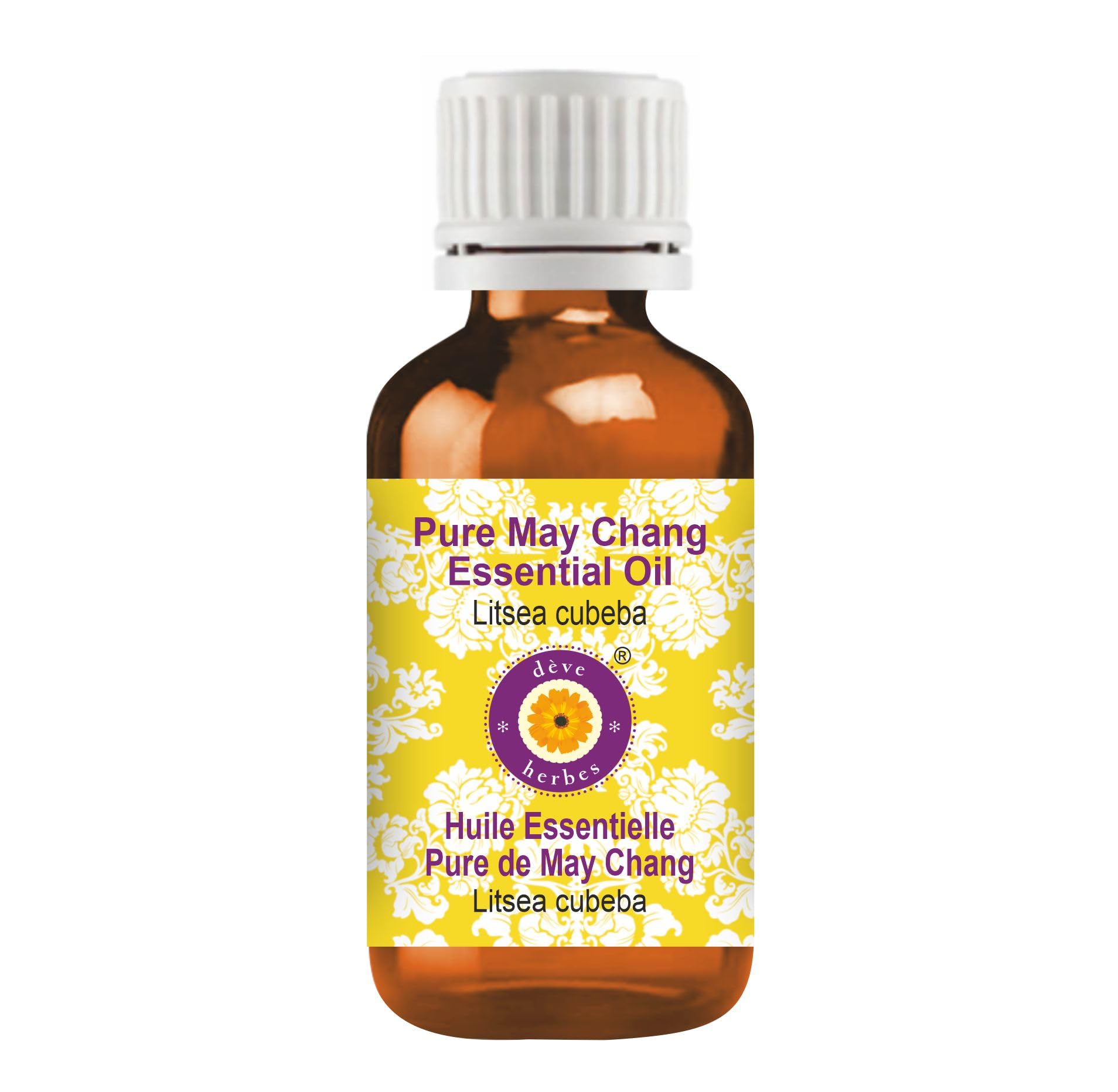 Deve Herbes Pure May Chang Essential Oil (Litsea cubeba) Steam Distilled 15ml (0.50 oz)