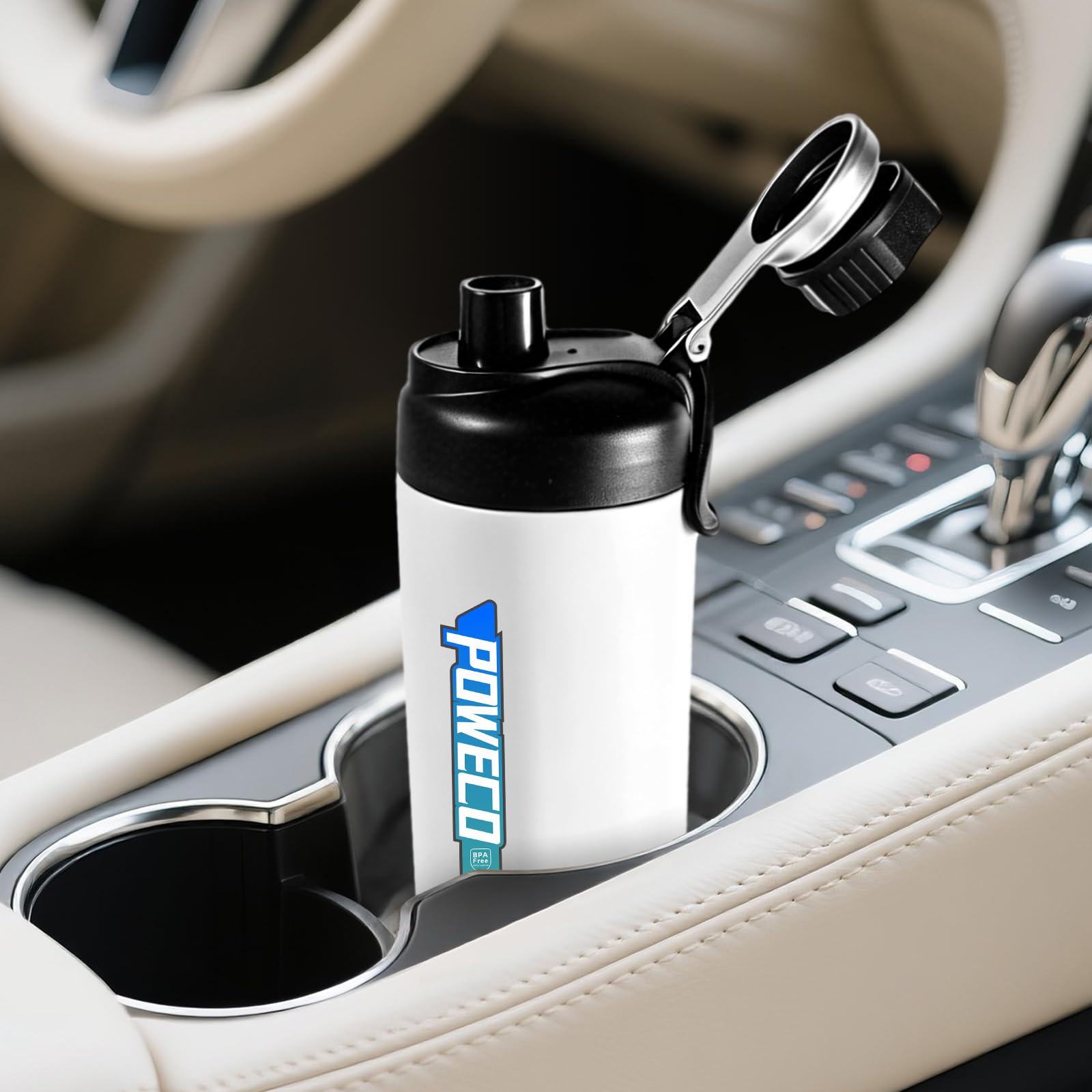 Botella de agua con forro de cerámica, taza de viaje aislada de 18 onzas con infusor de té, carcasa de ABS duradera e interior de cerámica, vaso de café a prueba de fugas y resistente a los