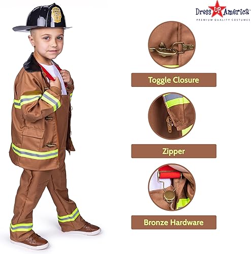 Miniatura 4 de Dress Up America Disfraz de bombero para niños, disfraz de bombero de juego de rol