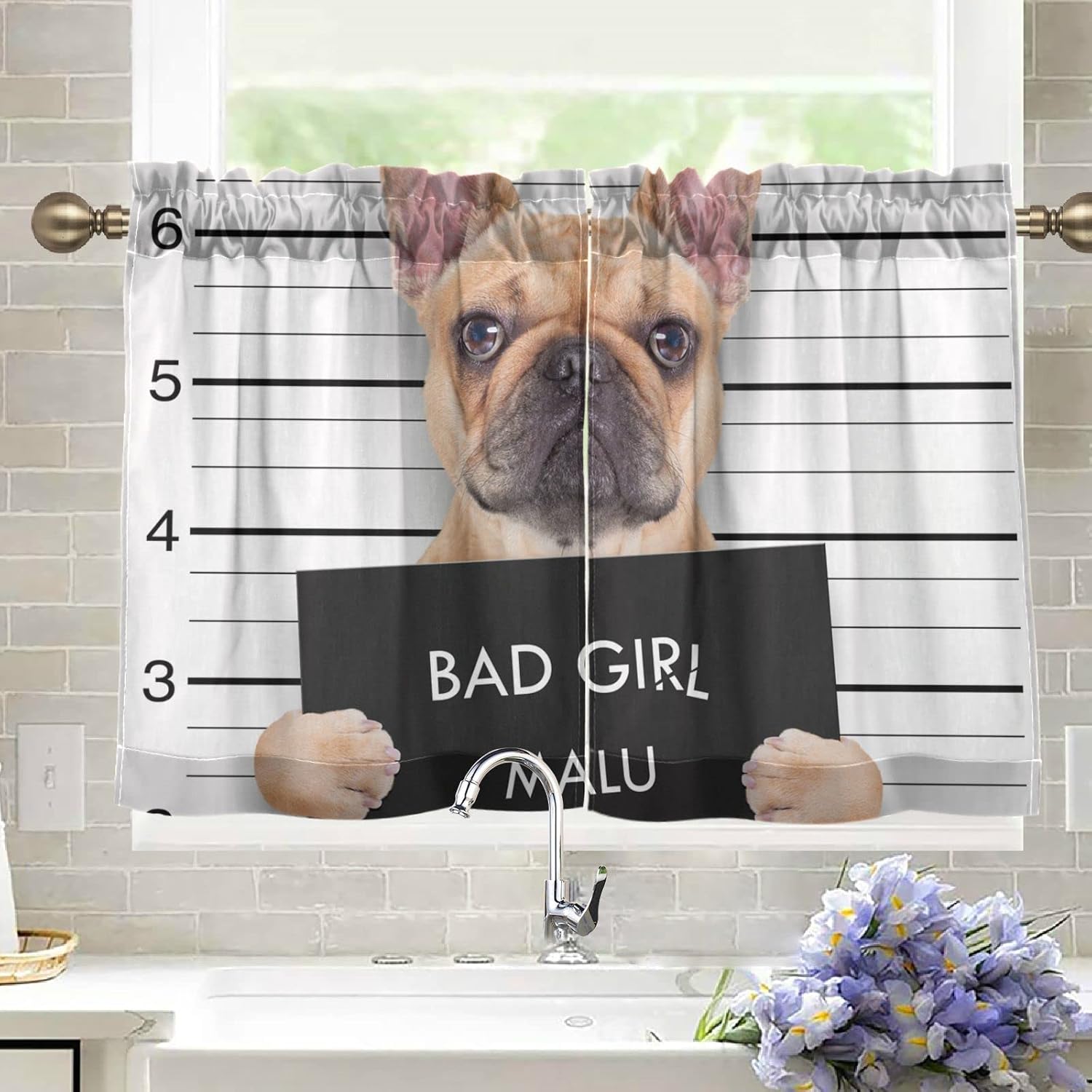 Dog Valances for Windows Curtain Light Filtering Short Curtains with