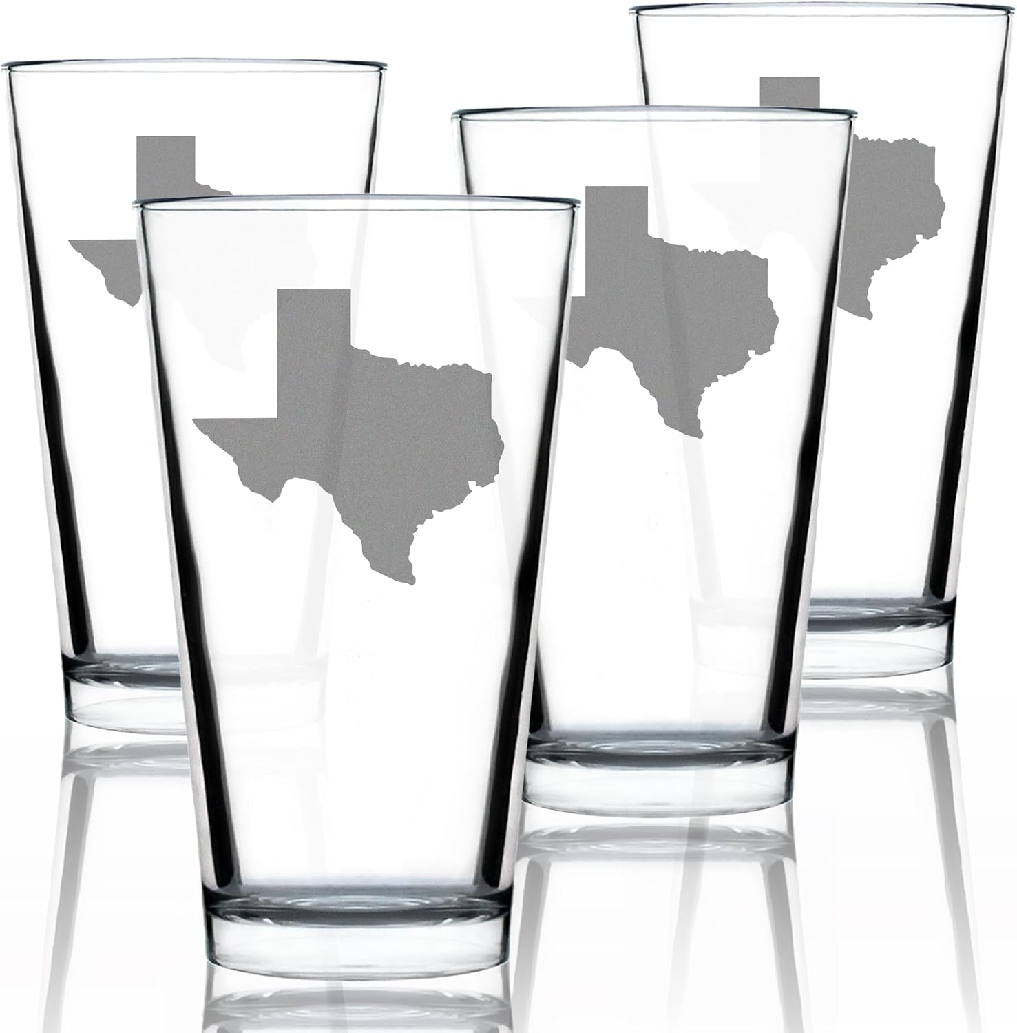 Bevvee Texas State Outline - Pint Glasses - Set of 2 - State Themed Drinking Decor and Gifts for Texans - 16 Ounce