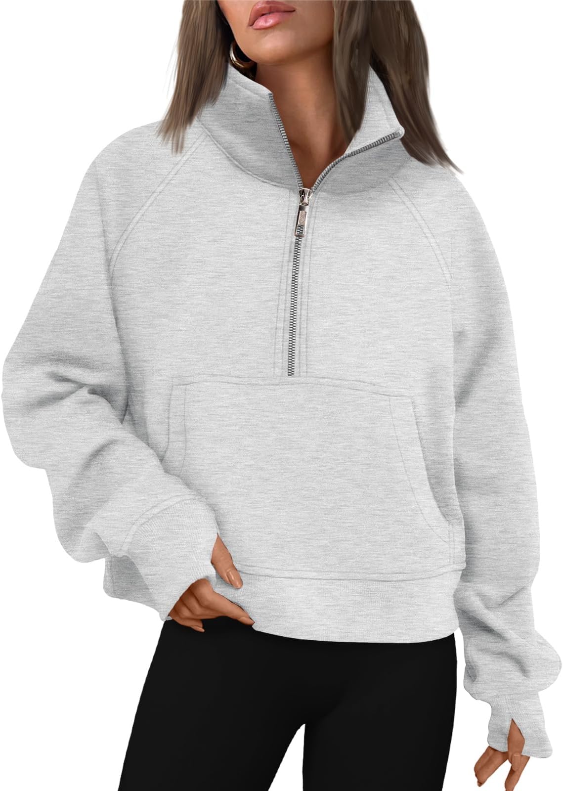 Womens Sweatshirts Half Zip Cropped Pullover Fleece Quarter Zipper Hoodies 2026 Fall Fashion Outfits Clothes