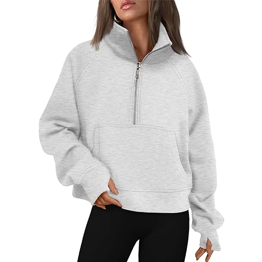AUTOMET Womens Sweatshirts Half Zip Cropped Pullover Fleece Quarter Zipper Hoodies 2025 Fall Fashion Outfits Clothes