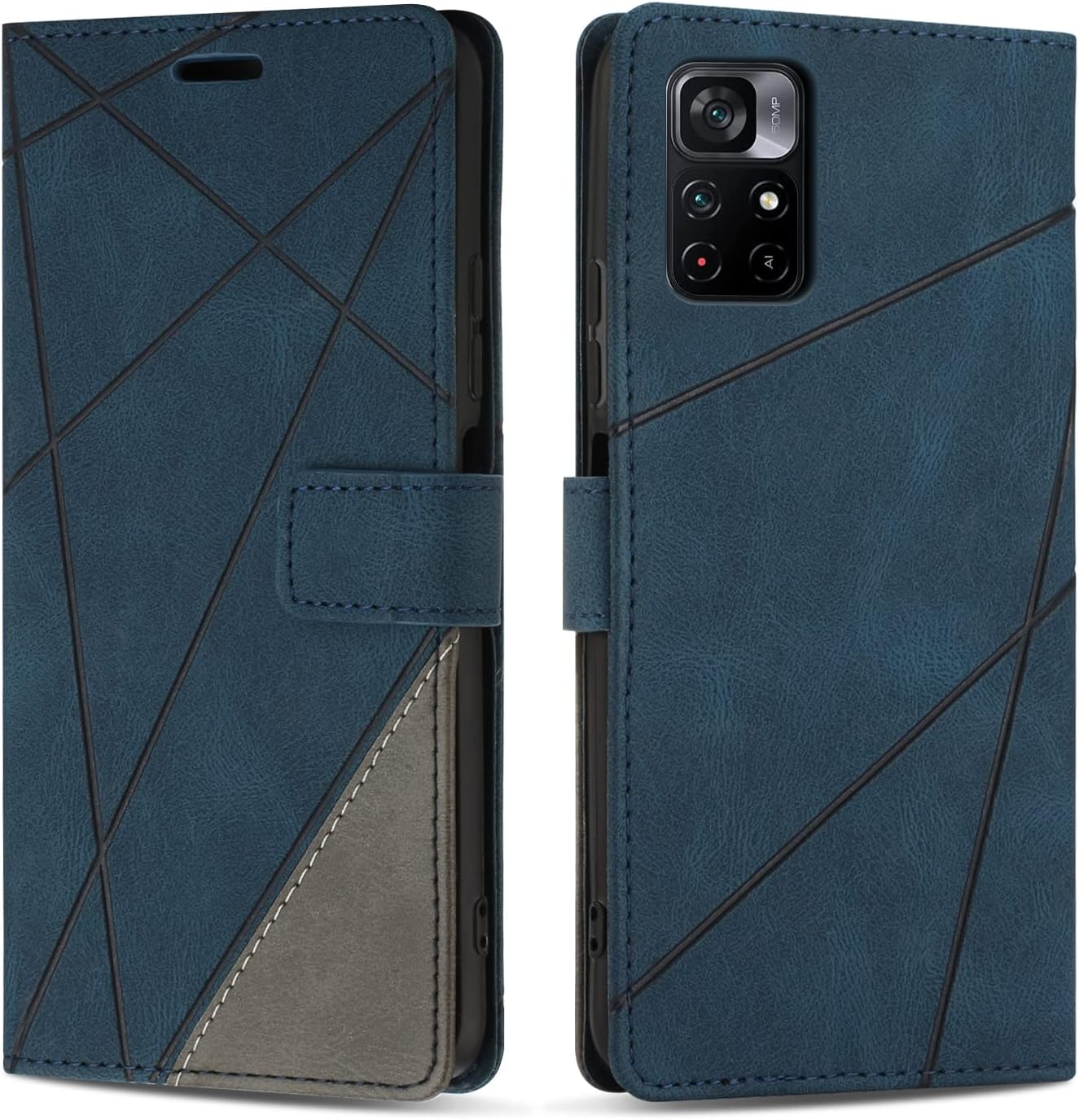 Case for Xiaomi Poco M4 Pro 5 G Premium PU Leather Mobile Phone Case Flip Case Wallet Leather Case Silicone Protective Flip Case for Xiaomi Poco M4 Pro 5 G Blue