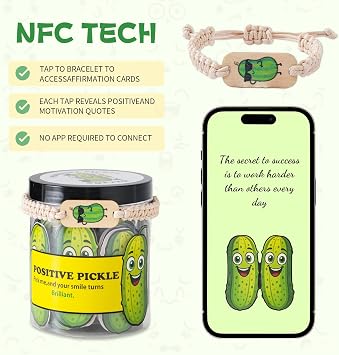 60 Positive Pickle Cards Jar Funny Encouragement Notes for Daily Motivation, Uplifting Gifts for Women, Men, Friends | Quirky Positive Affirmations & Desk Pick-Me-Up Jar