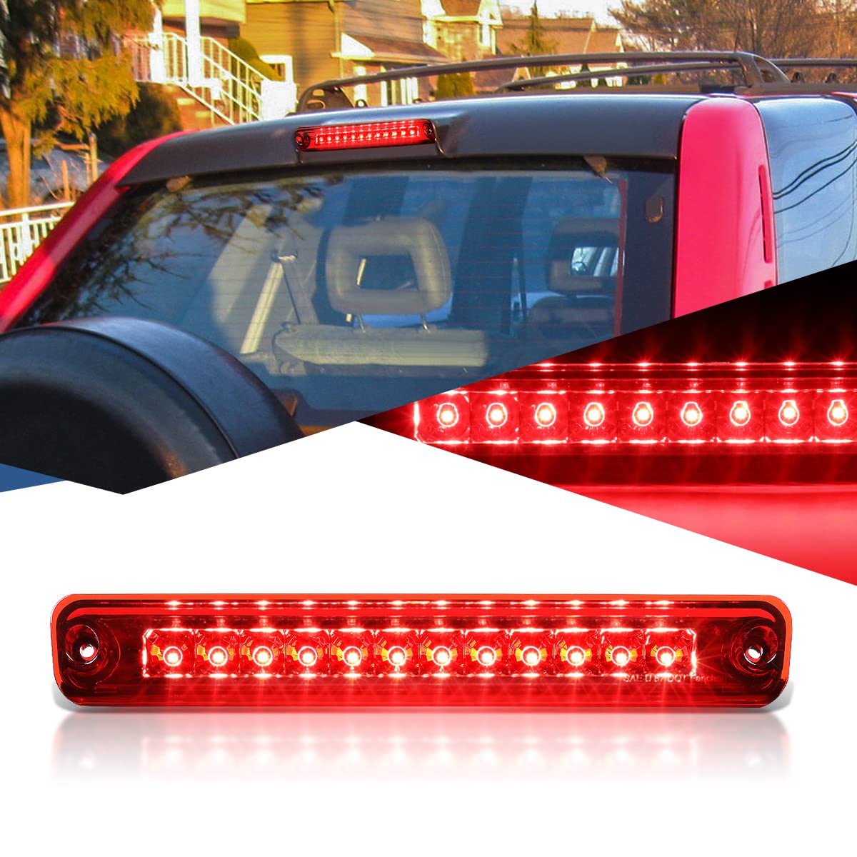 Auto Dynasty Red Housing LED 3rd Third Rear High Mount Brake Light Stop Lamp Compatible with Honda Passport Isuzu Rodeo 93-97