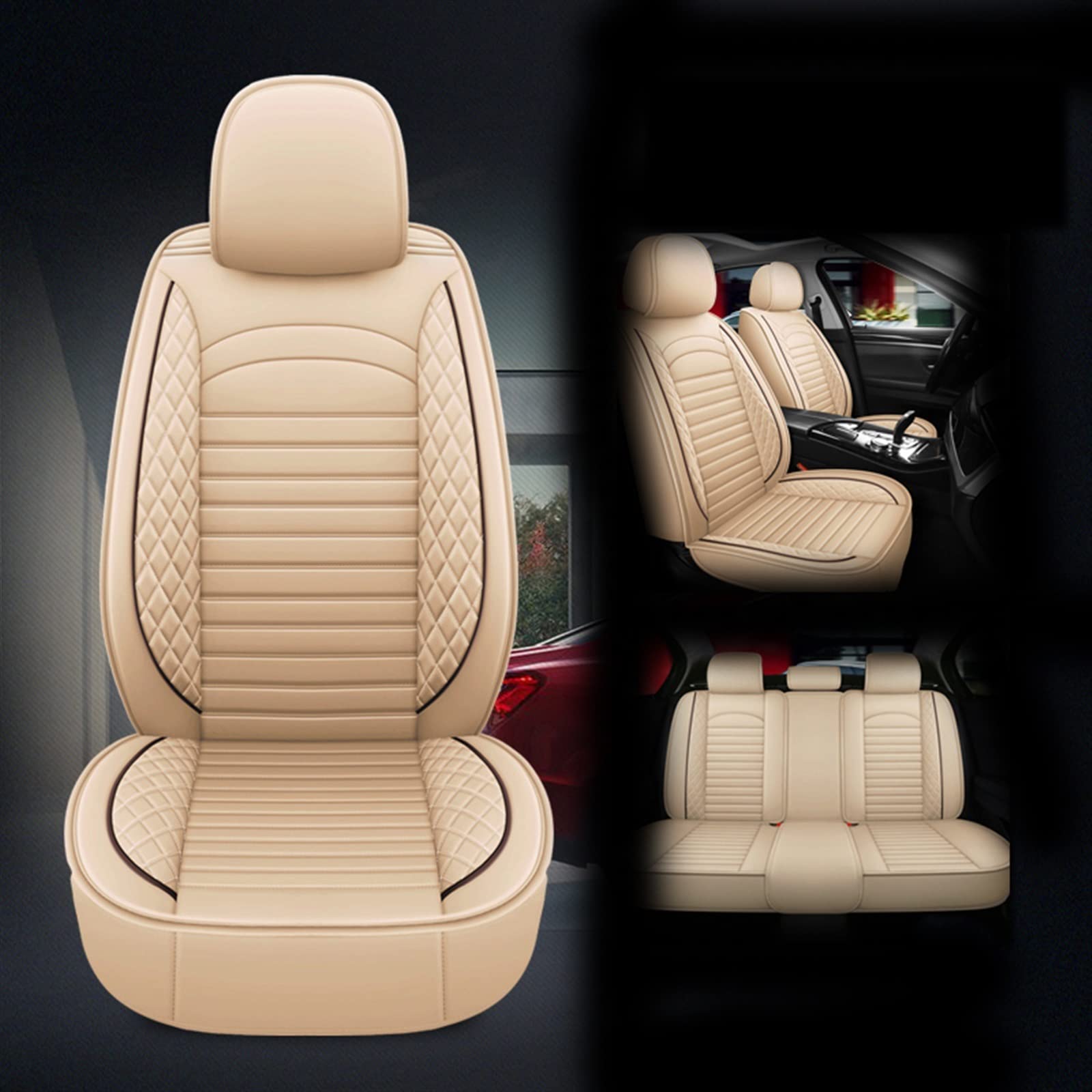 Housses de siège de voiture beige pour protéger les sièges de Mitsubishi Pajero