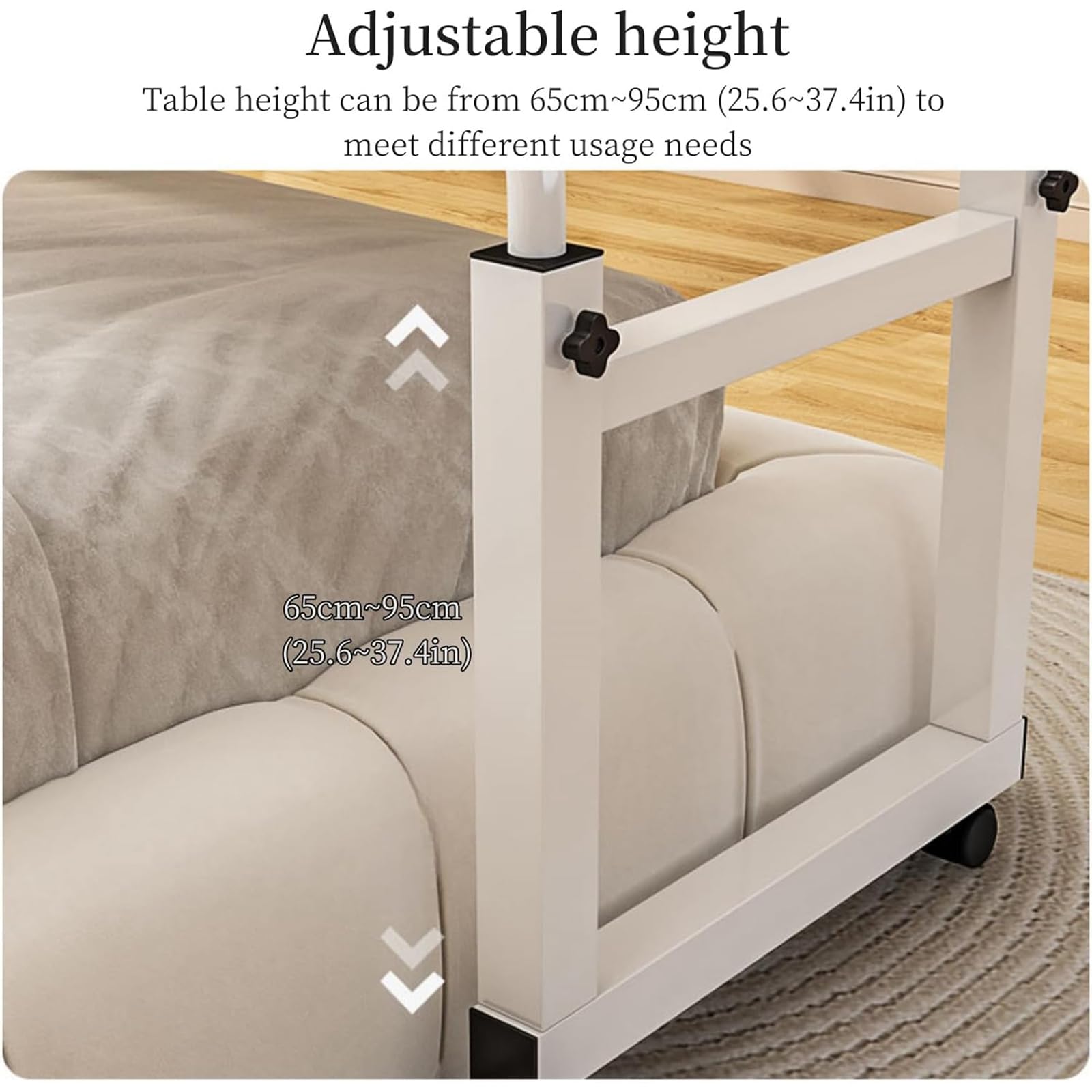 Mesa De Sobrecama con Ruedas, Escritorio sobre La Cama para Computadora Portátil, King Queen (Color: Marrón)
