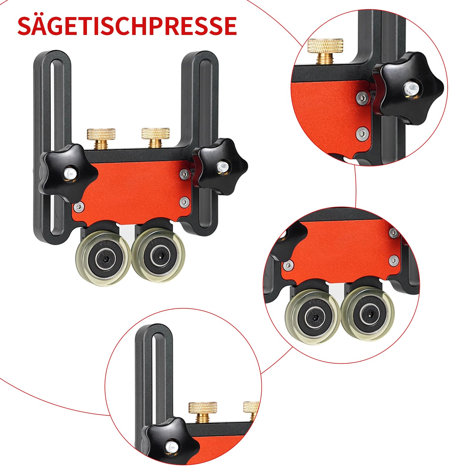 Woodworking Bearing Roller Feeder Guider, z blokami ślizgowymi, deska sprężynowa do pił stołowych, pił taśmowych, frezarek, pras stołowych, prowadnic do pokarmu (2)