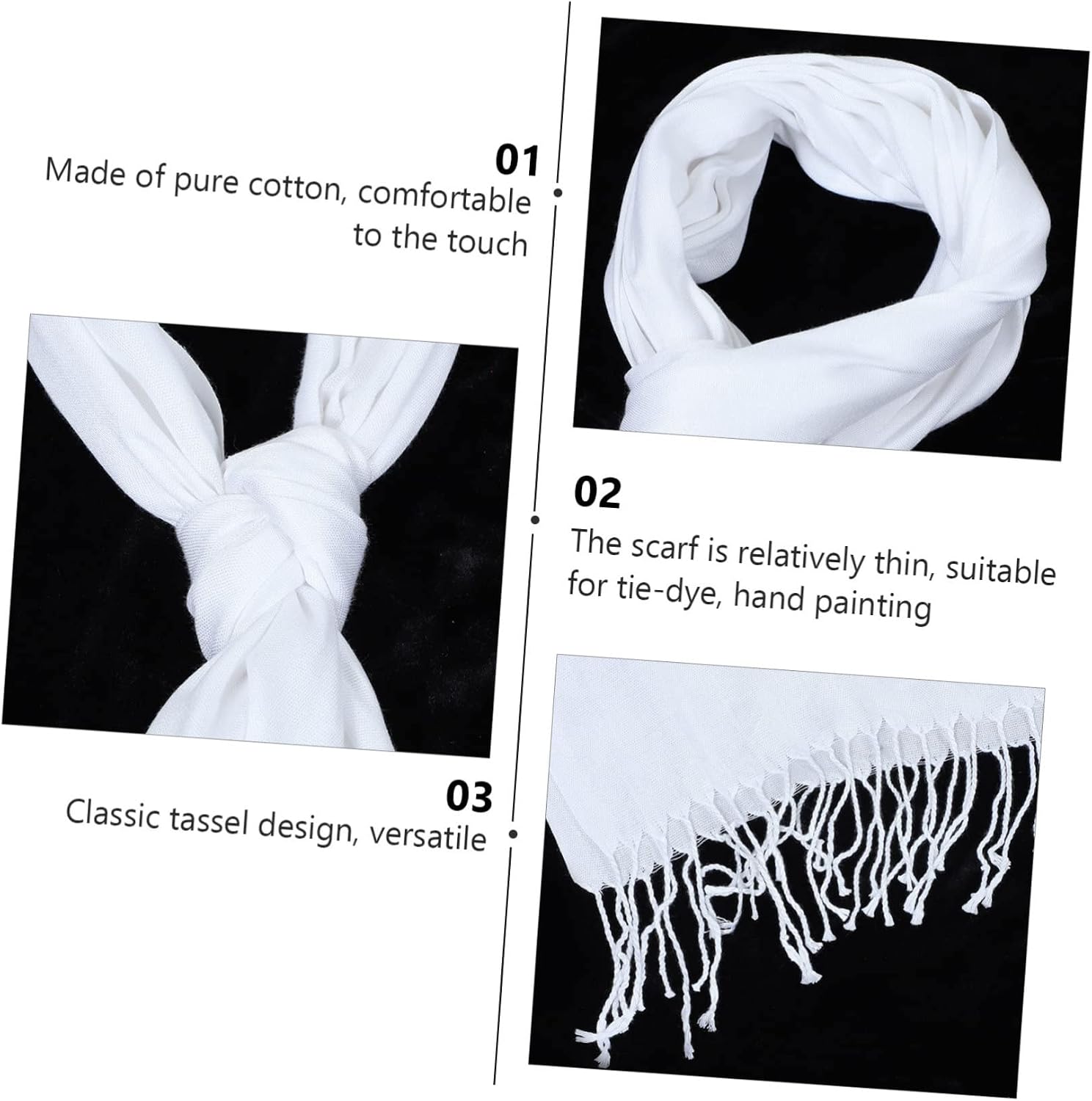 2pcs Cotton Graffiti Scarf Breathable Tie-dye Accessory for Crafts Natural Material Lightweight and Scarf for Everyday Wear