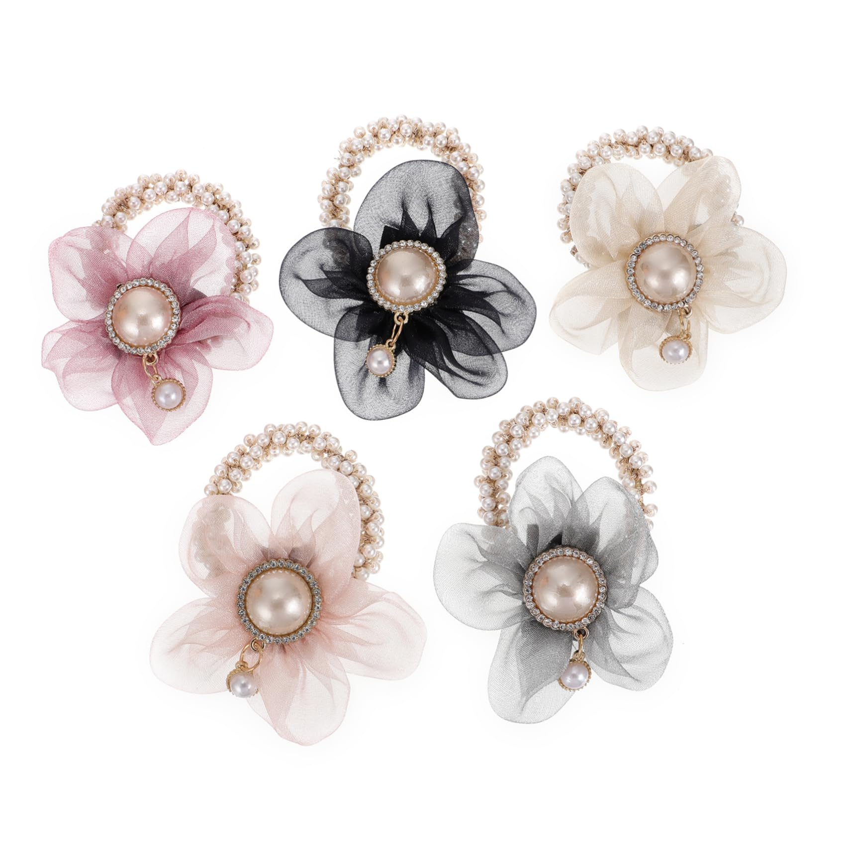 LALAFINA 20stücke Teiliges Kreativer Haargummis Mit Sonnenblumen-design Und Perlen Für Mädchen Und Für Geeignet Modisches Haarschmuck-accessoire