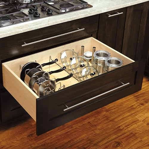 Miniatura 4 de Rev-A-Shelf Organizador de almacenamiento de cajones para gabinete de cocina, para almacenamiento de tapas de ollas y sartenes, para tableros de