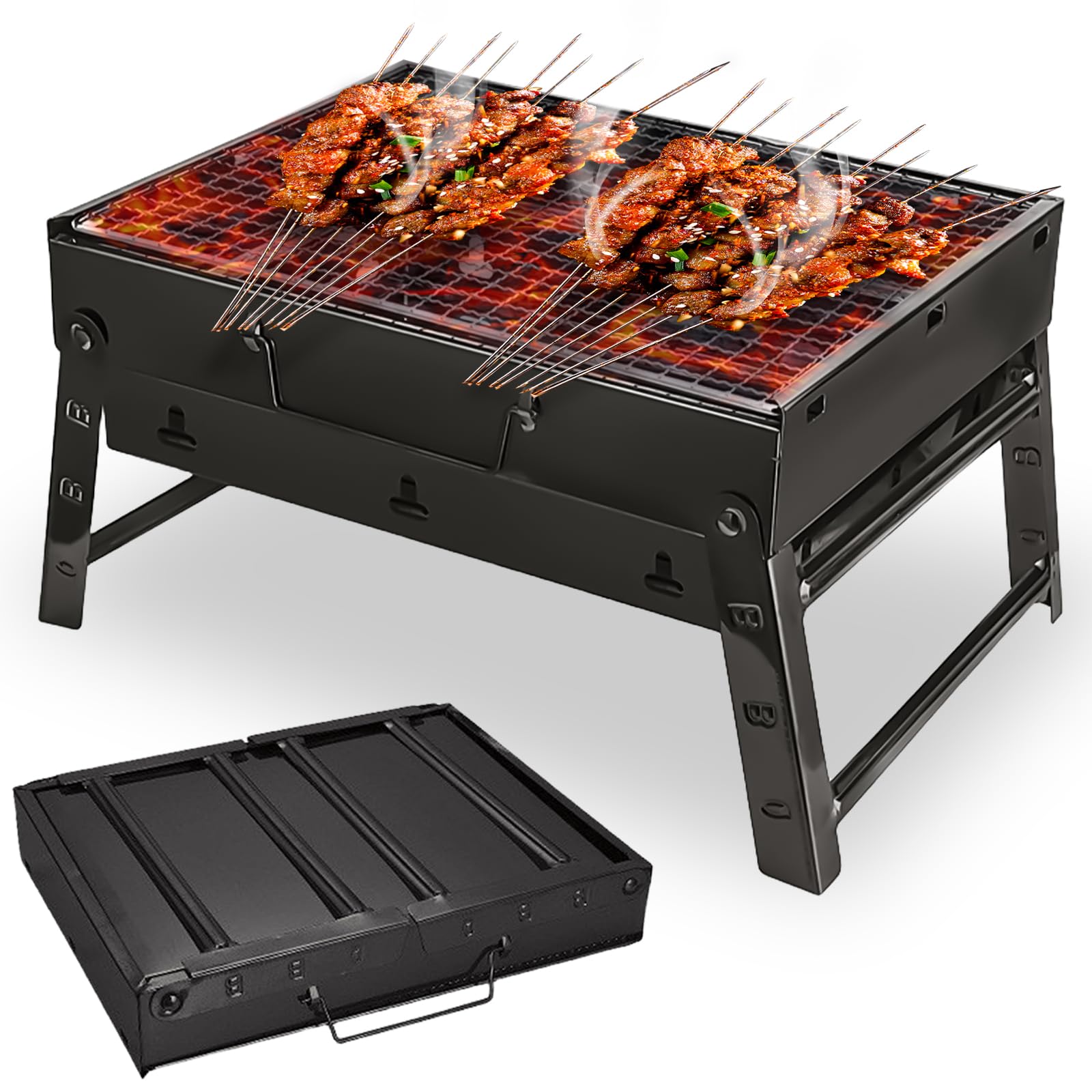 Tragbarer Holzkohlegrill Faltbar - 35x26x20cm Camping Picknick Grill