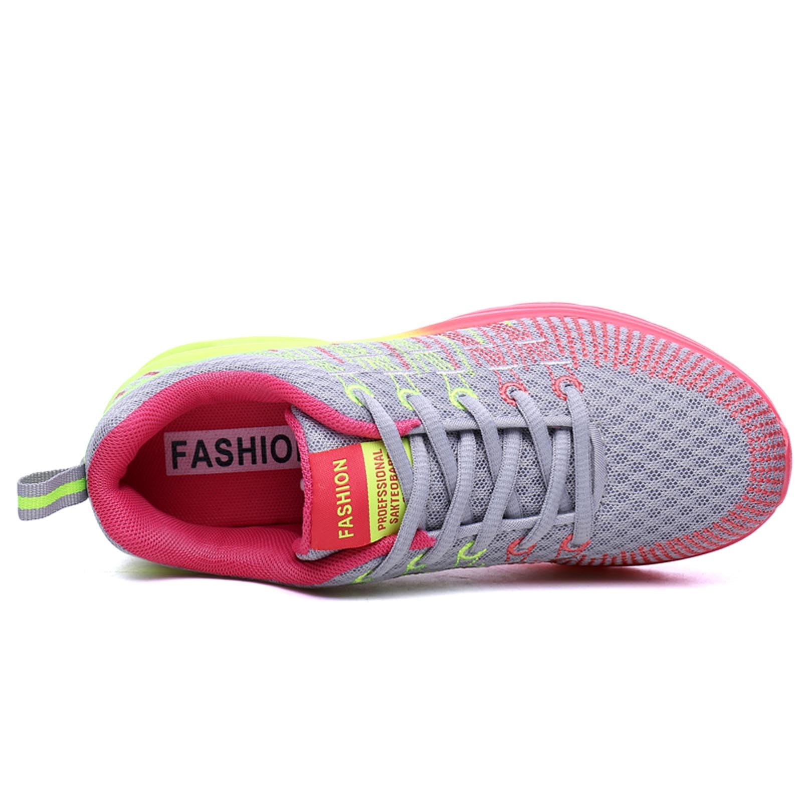Chaussure de Course Femme Respirante Légères Chaussures de Sport Gym Fitness Athlétiques Basket de Running Confortables Jogging Sneakers Noir Gris Rose EU 35-42