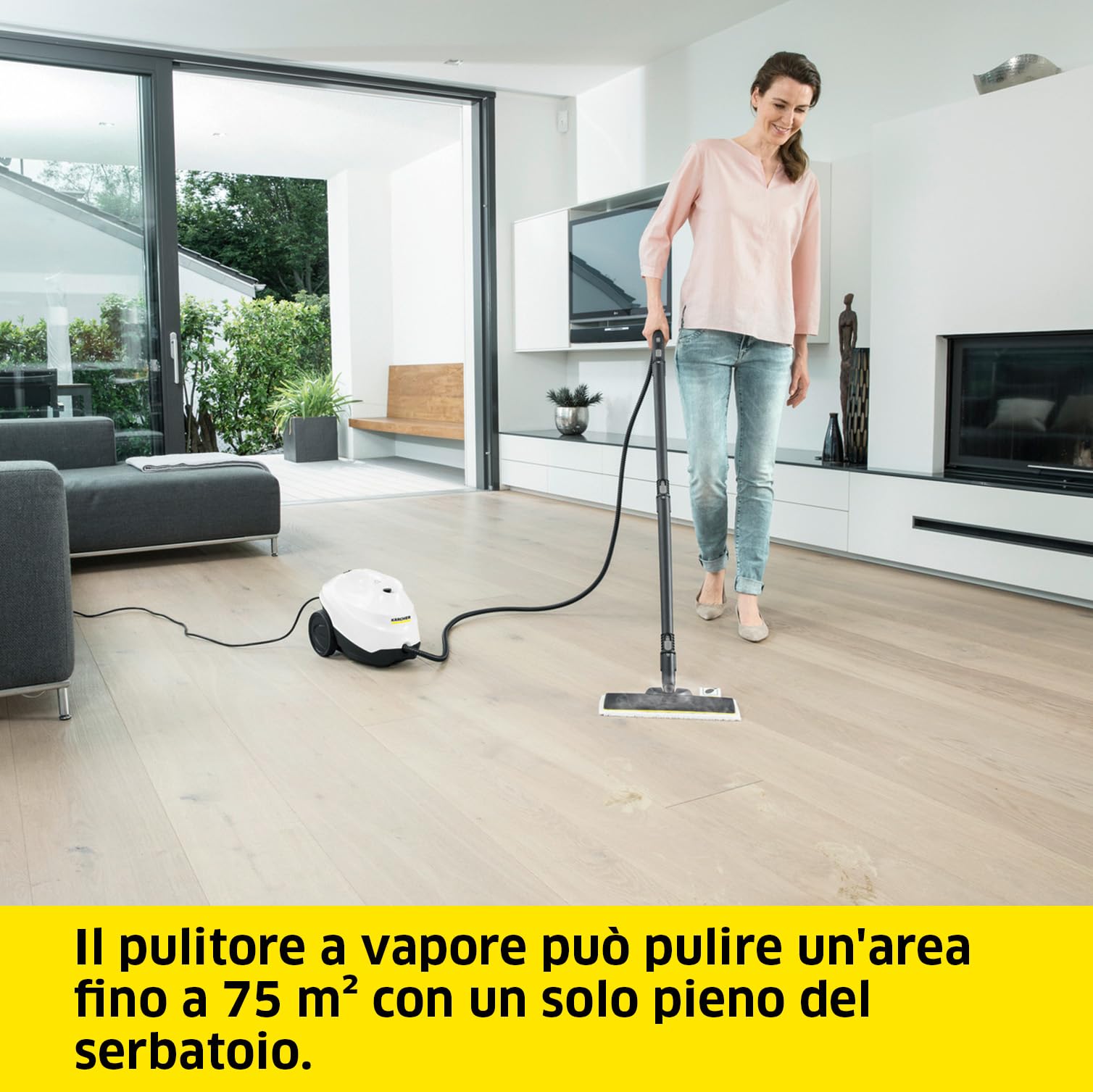 KÄRCHER Pulitore a Vapore SC 3 EasyFix, Pronto in 30sec, 1900 W, Serbatoio 1l, Area lavoro 75m², Include Kit pavimenti, Bocchetta Manuale e Panno, Spazzola Tonda, Bocchetta fessure