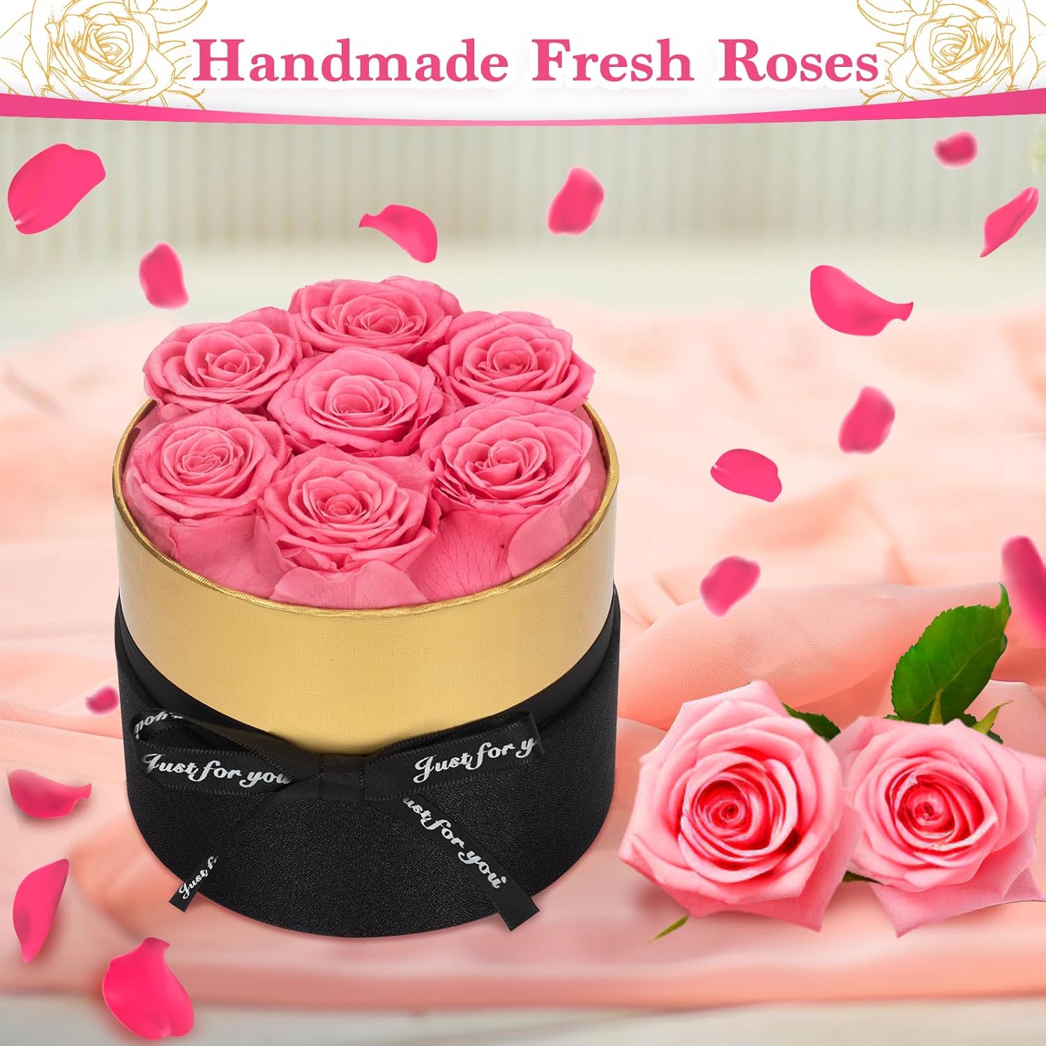 YEEBAY 7-Piece Preserved Roses in a Box for Mom, Grandma, Wife, Flower Roses Gifts for Women,Sister, Fresh Eternal Roses for Mother, Her