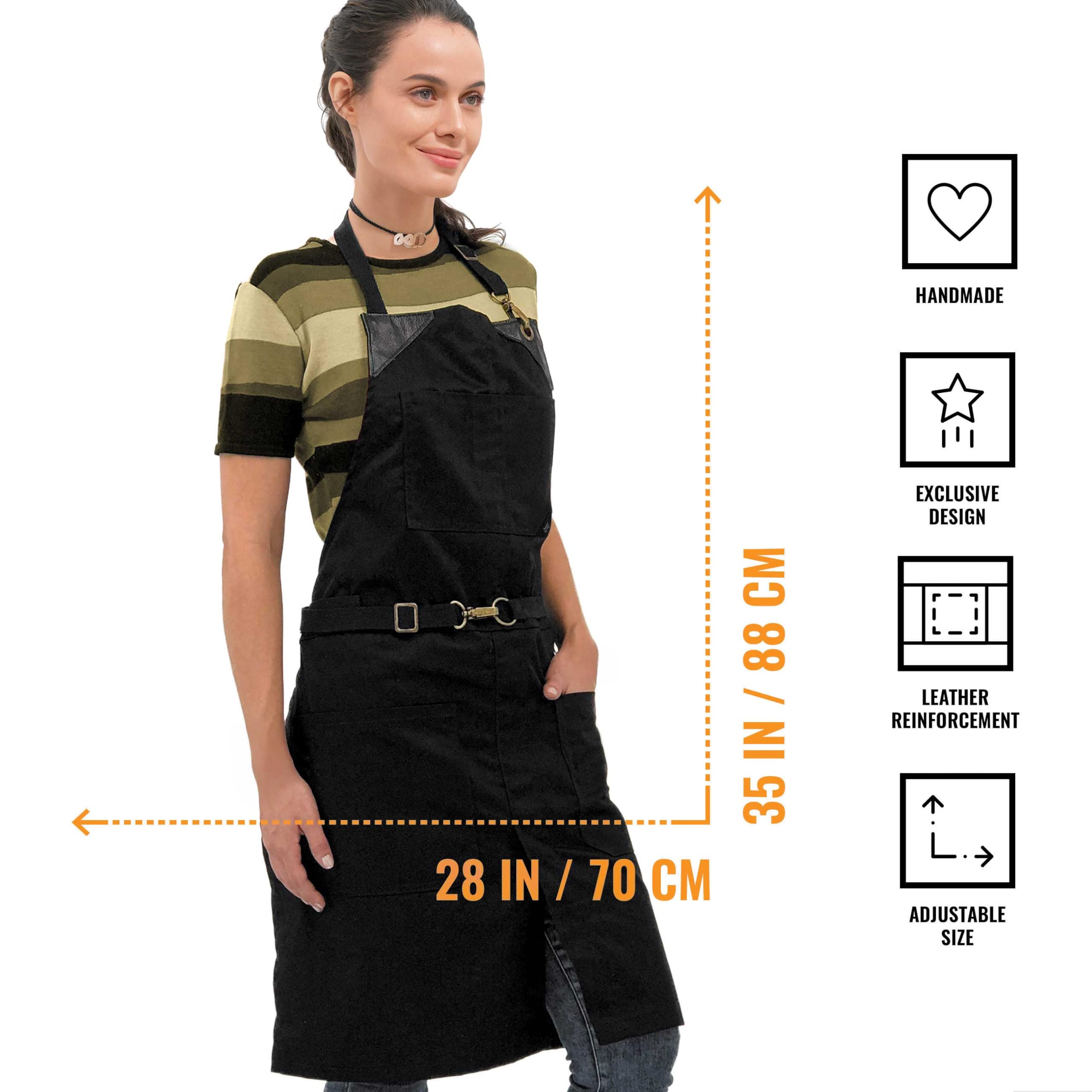 Under NY Sky Fartuch z diagonalu bez wiązania Uniseks No-tie Twill Apron (1 w zestawie)