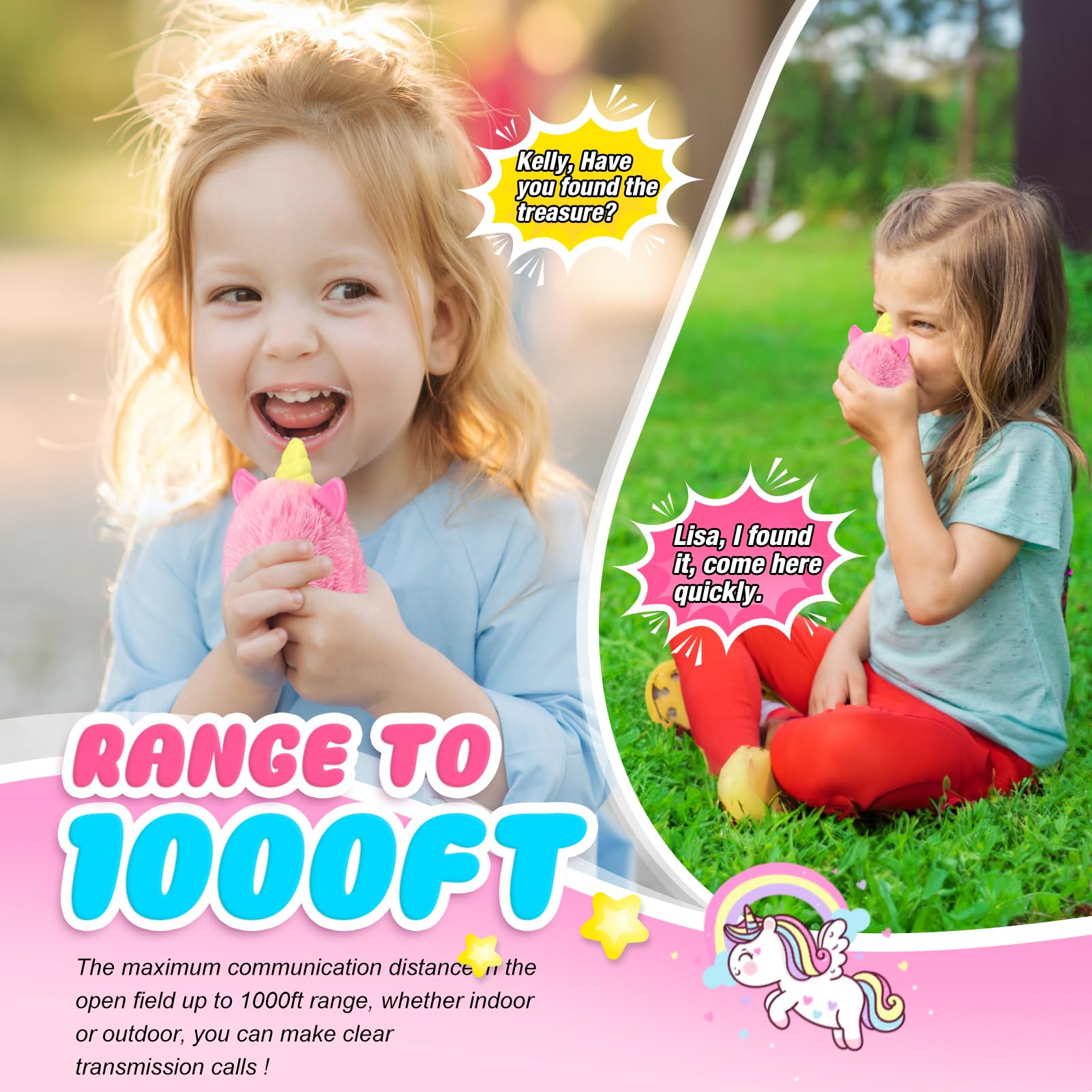 Walkie Talkie Unicornio Y Dinosaurio Para Niños De 3 A 12 Años – Juguete De Comunicación Sin Estática Con Alcance De 300 Metros