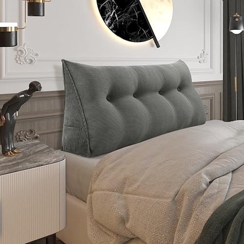 Almohada de cabecera gruesa totalmente rellena para cabecero acolchado de apoyo suave y firme, cojín grande triangular, almohada de cuña triangular,