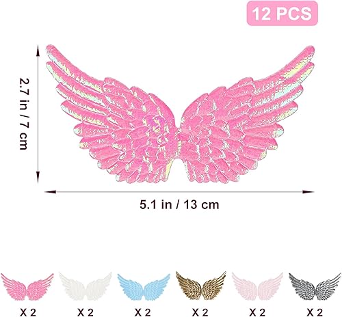 Miniatura 6 de Kisangel 12 alas de ángel con purpurina para manualidades, mini alas de ángel para adornos para bricolaje, disfraces, mochila, accesorios,