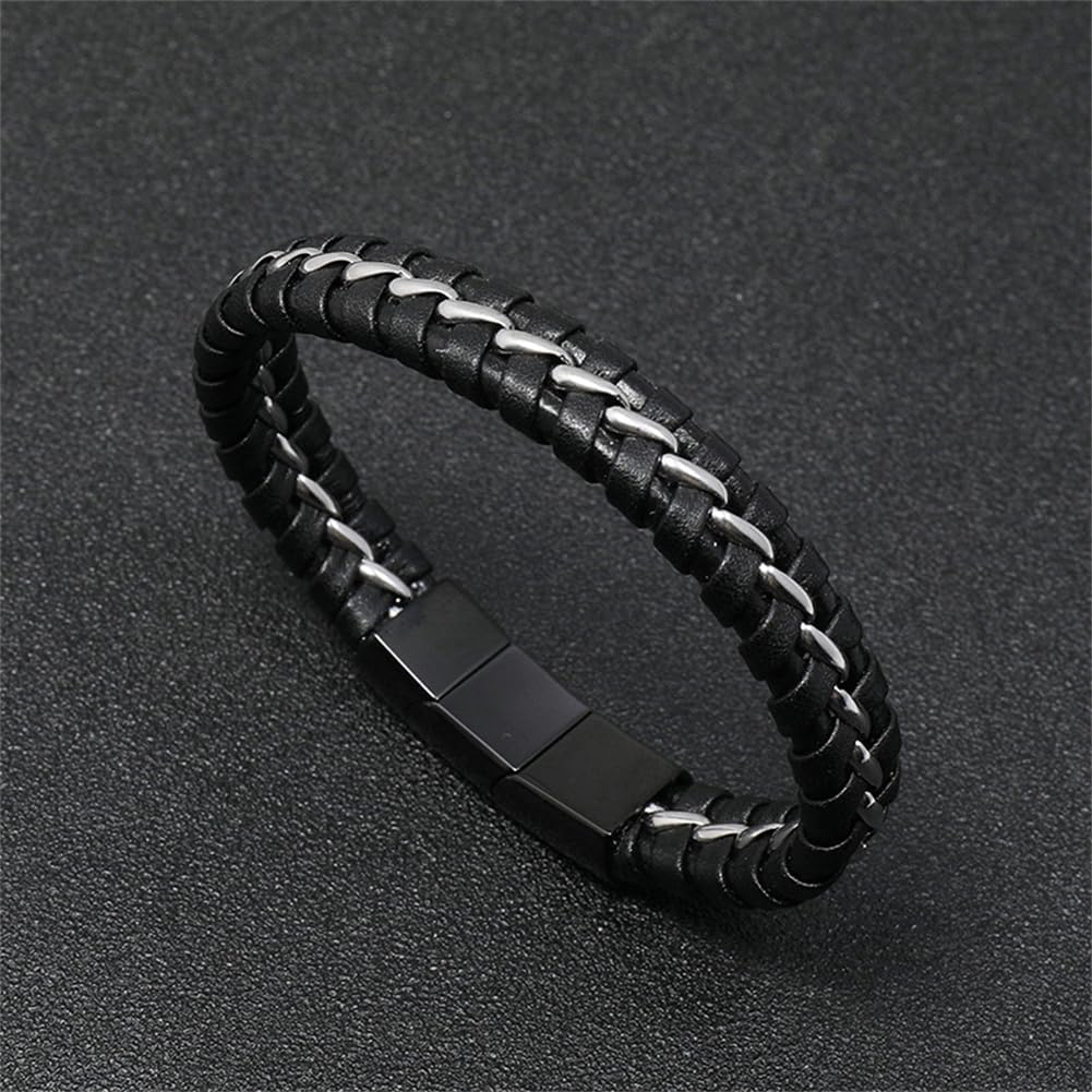 St. Benedict Crucifix Cross Bracelet for Men,Handmade Saint Benedict Jesus Cross Cuff Bracelets Exorcism Cross of Saint Religious Jewelry Miraculous Medal Catholic Gift for Him,8'' / 8.8'' - Image 2