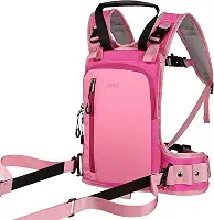 QOGIR Arnês de esqui e snowboard para crianças: Aprenda a esquiar com segurança e ensine ao seu filho o controle de velocidade do esqui, treinador de arnês de esqui com mini mochila e correia retrátil, perfeito para iniciantes