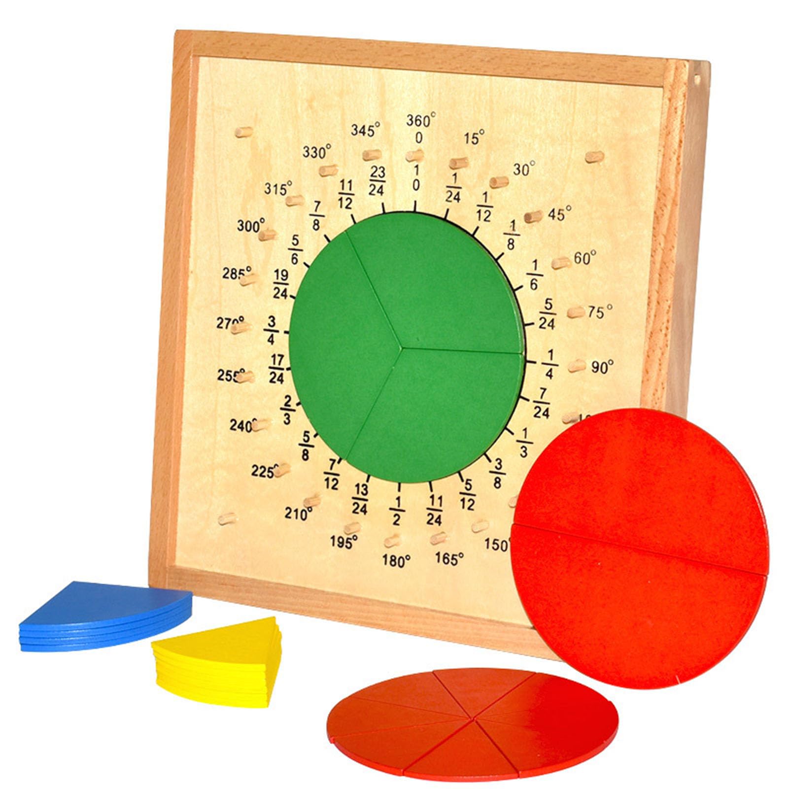 Tavola Circolare delle Frazioni in Legno, Strumento Didattico Manipolativo di Matematica