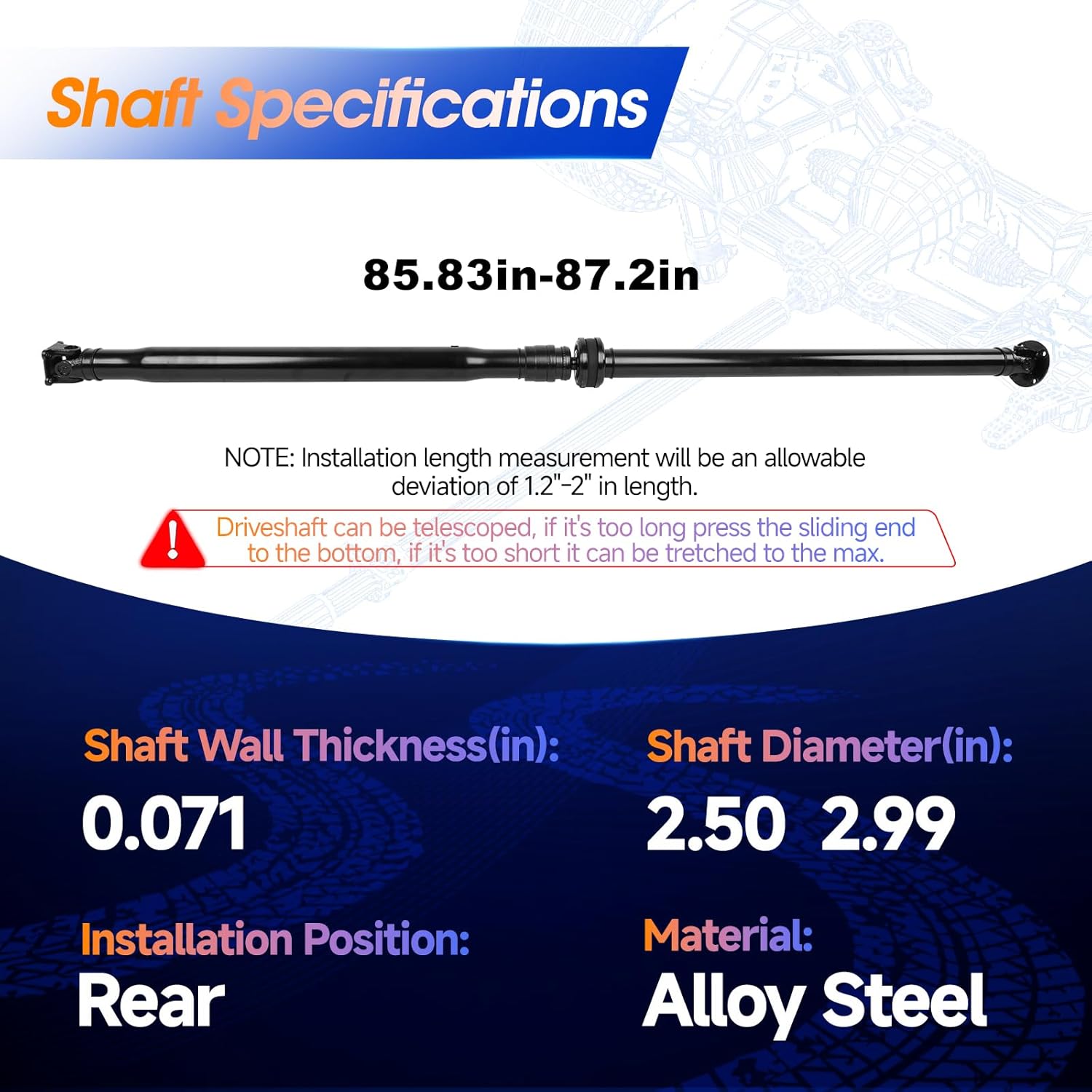 936363 Rear Drive Shaft Prop Shaft Driveshaft Assembly Fit for Nissan Murano 2009-2014 V6 3.5L Sport Utility, OE 370001AA0A, 370001AA1A