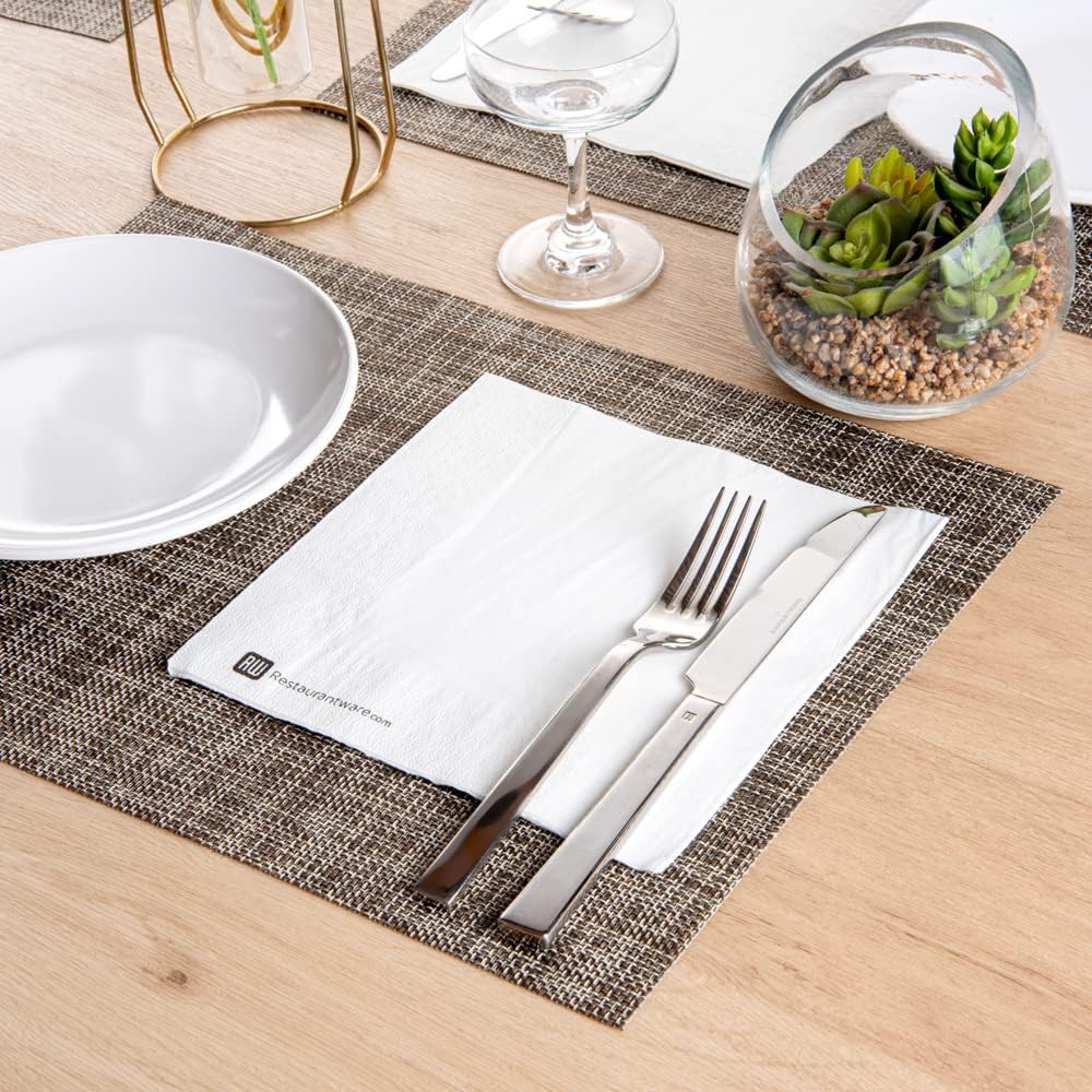 Restaurantware Luxenap 15.75 Inch Dinner Napkins 50 3-Ply Disposable Napkins - Linen Feel Soft And Absorbent White Paper Folded Napkins Square For Lunch Dinner Or Everyday Use image 4