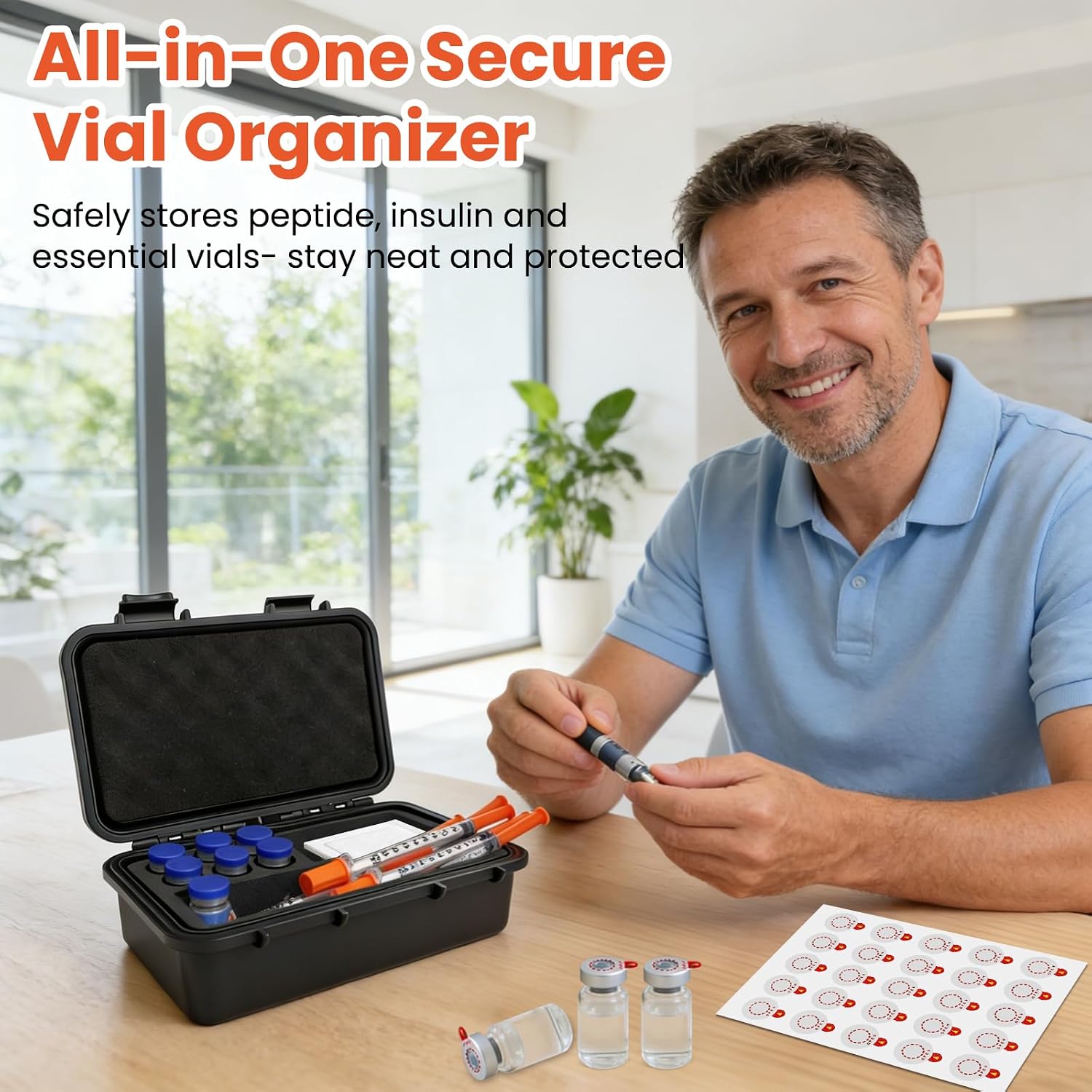 Dual 3ml and 30ml Vial Storage Case for Peptide Vials, Injection Travel Kit with Room for Syringes and Skin Prep Wipes, Compact Peptide Vials Holder Organizer for Fridge and Freezer(Case Only)