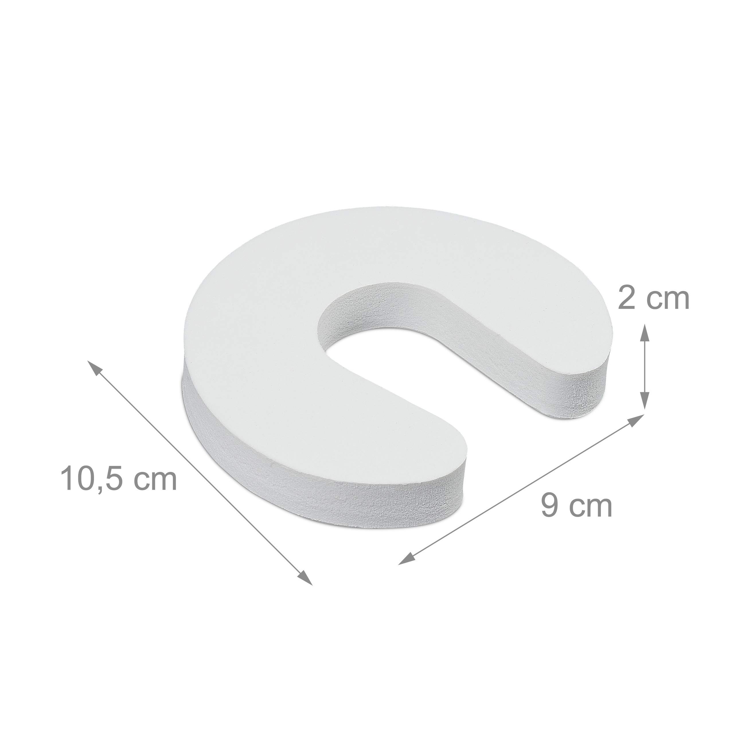 Relaxdays Set de 100 Protectores Puertas Bebé, Seguridad Niños, Retenedores, Seguros, Gomaespuma, 2 x 9 x 10,5 cm, Blanco