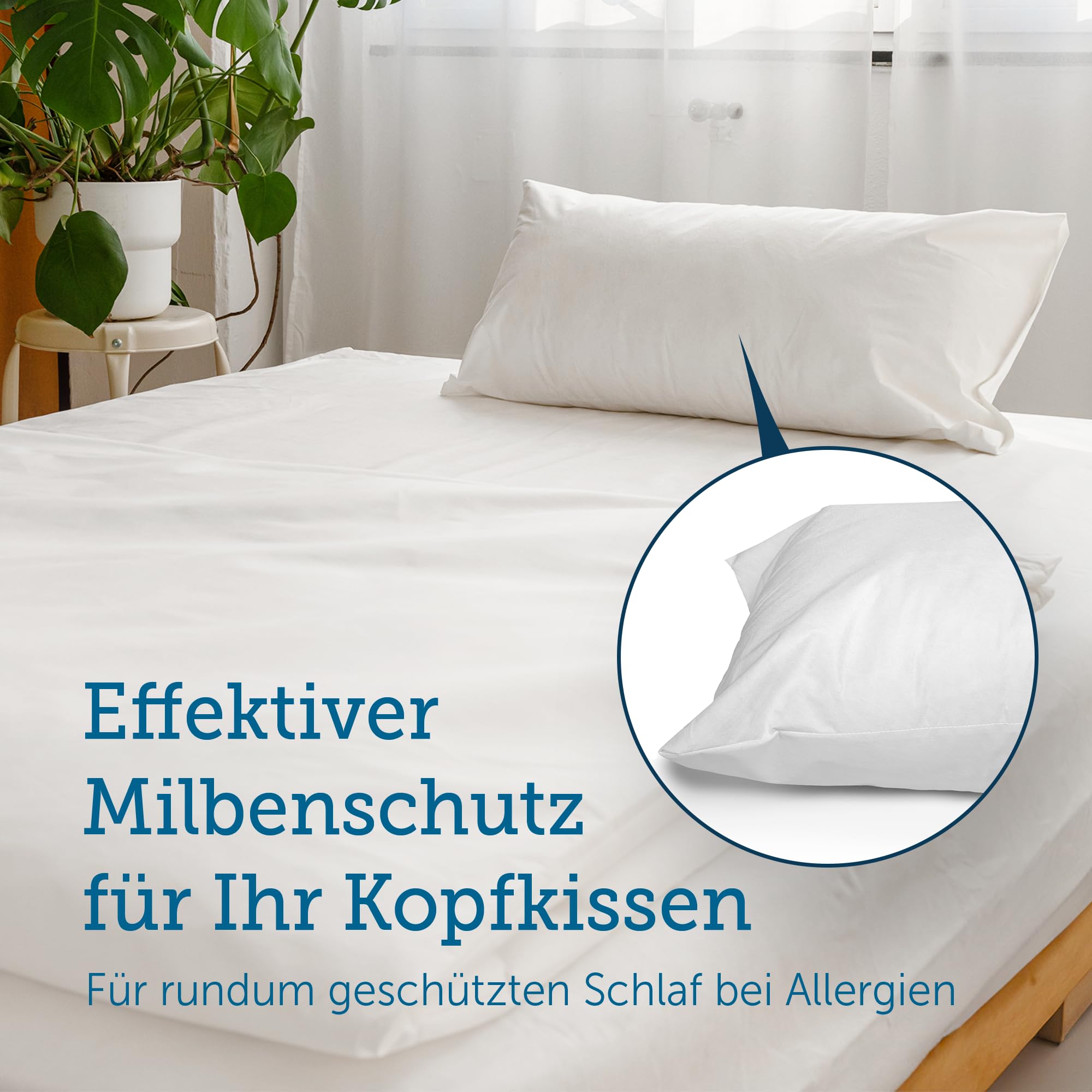 SETEX Antiallergen Kissen-Schonbezug, 80 x 80 cm, Evolon-Vlies, Kissenbezug für Kopfkissen, Protect & Care Bettwäsche, Weiß Küche, Haushalt & Wohnen
